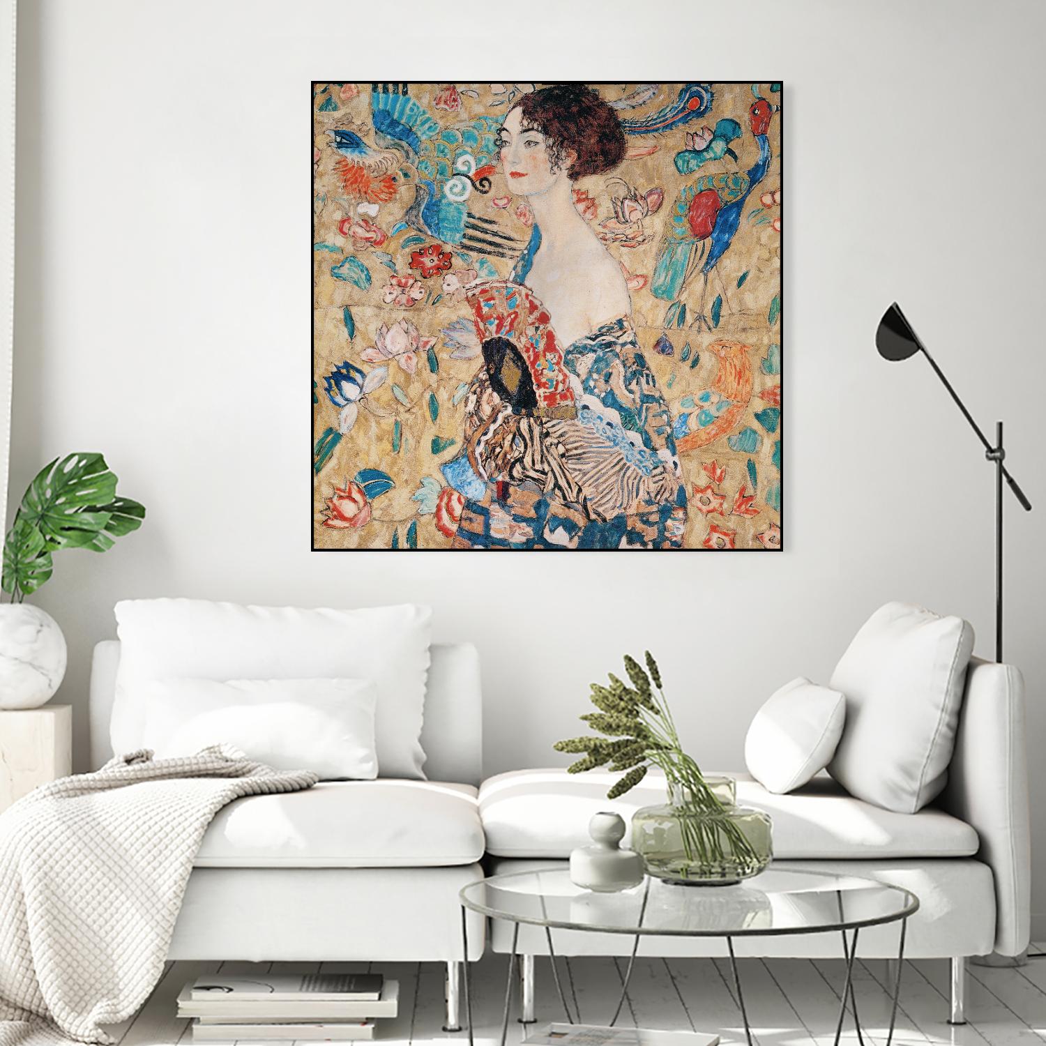 Woman with fan by Gustav Klimt on GIANT ART - gold masters féminité