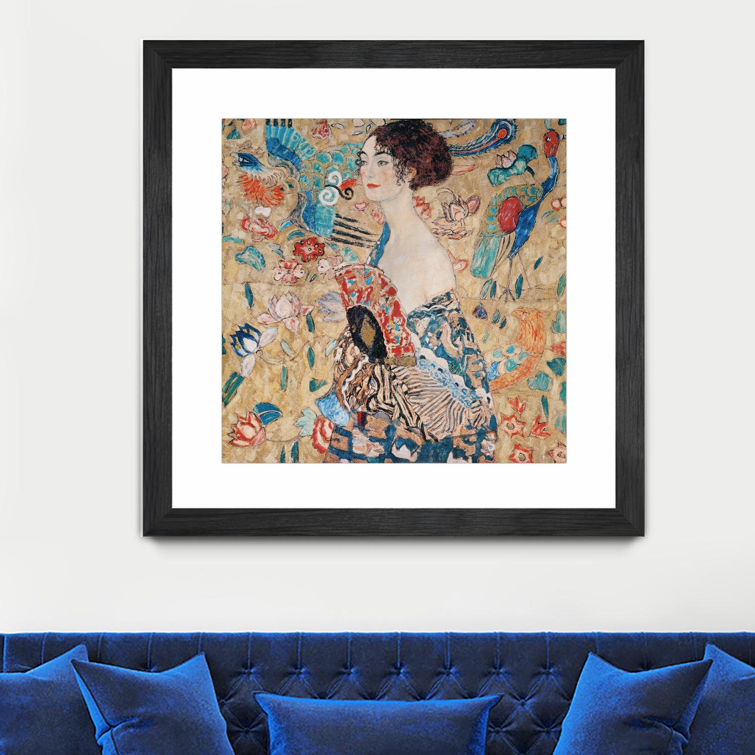 Woman with fan by Gustav Klimt on GIANT ART - gold masters féminité