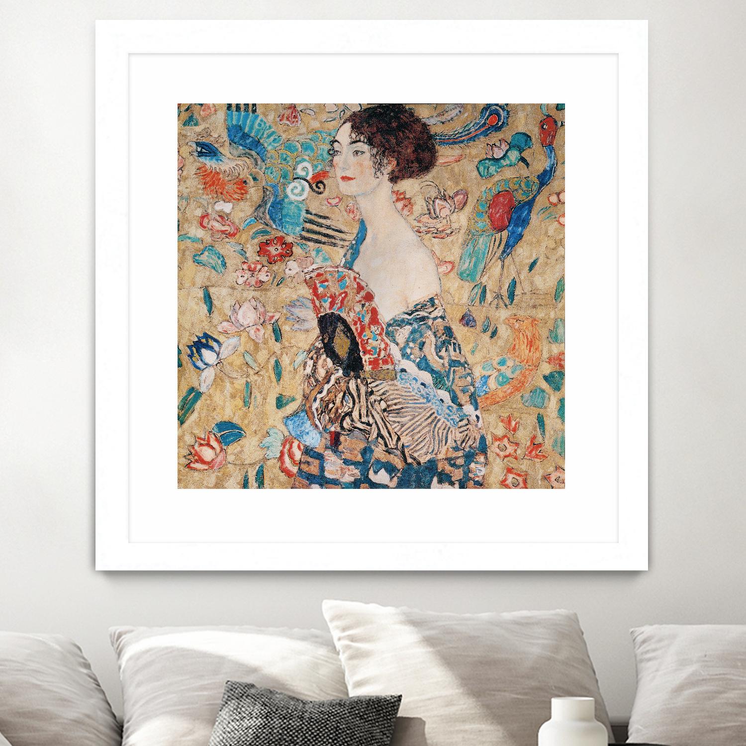 Woman with fan by Gustav Klimt on GIANT ART - gold masters féminité