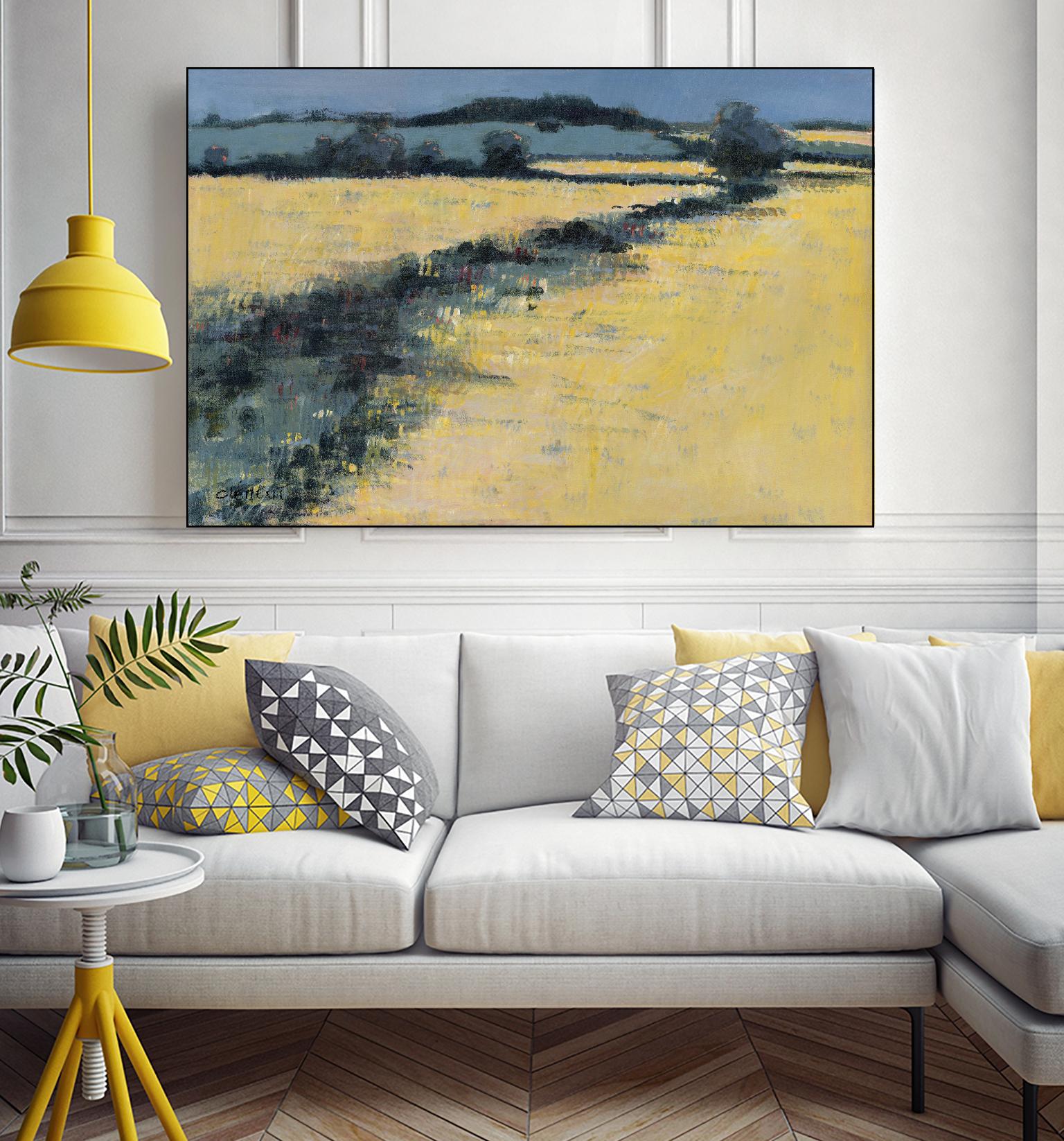 Paysage contemporain -1 by Jacques Clément on GIANT ART - blue landscape field