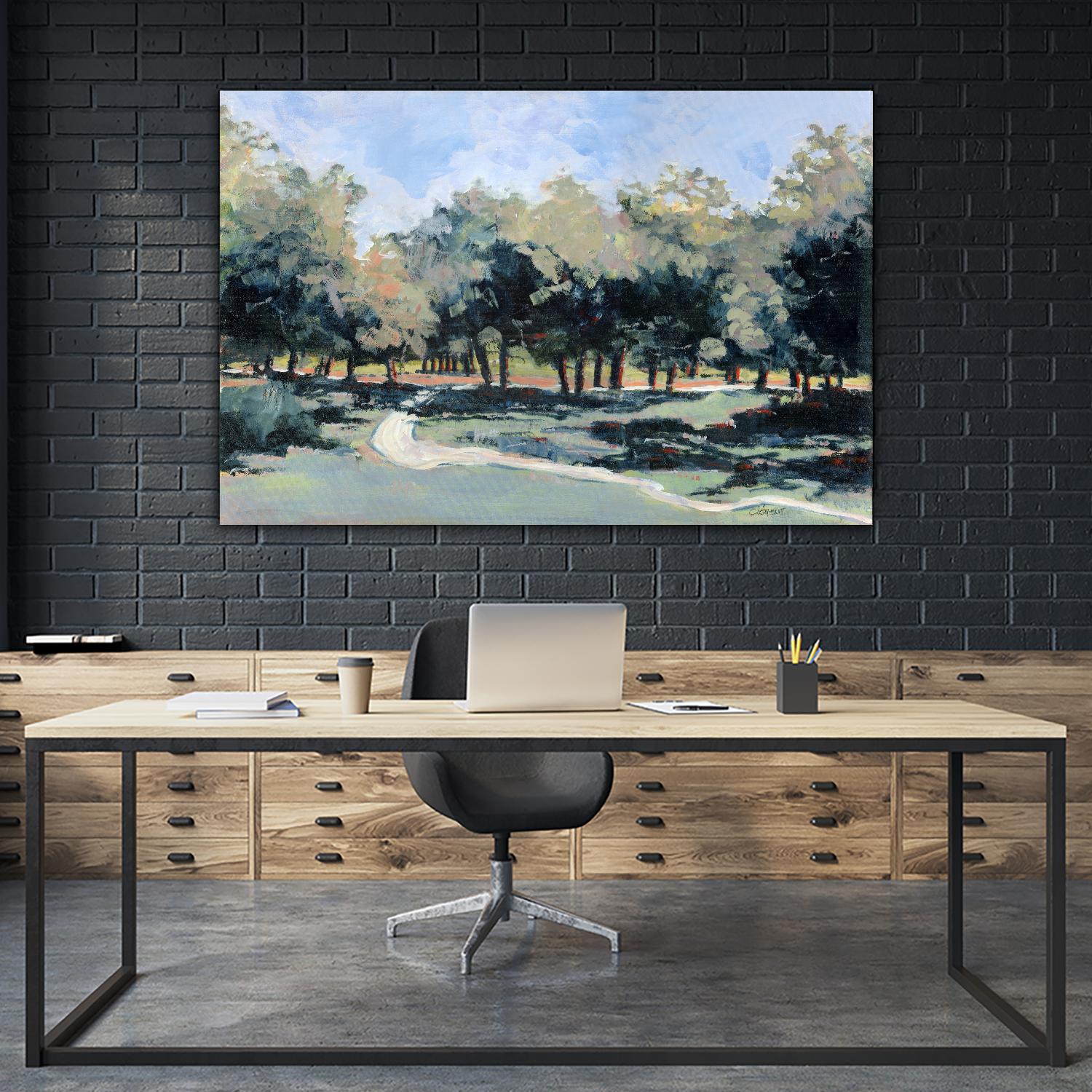 Road in the wood by Jacques Clément on GIANT ART - green landscape forest