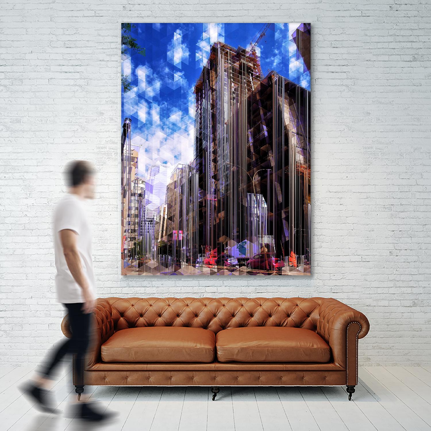 Urban Distortion V by Jean-François Dupuis on GIANT ART - blue city scene rue