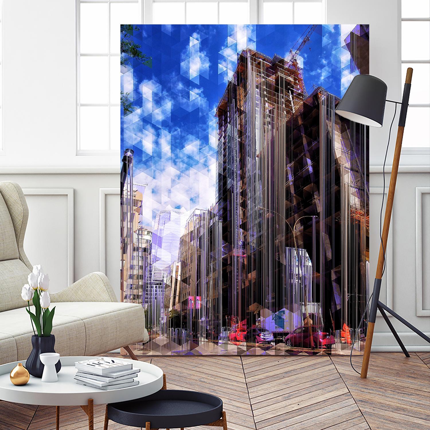 Urban Distortion V by Jean-François Dupuis on GIANT ART - blue city scene rue