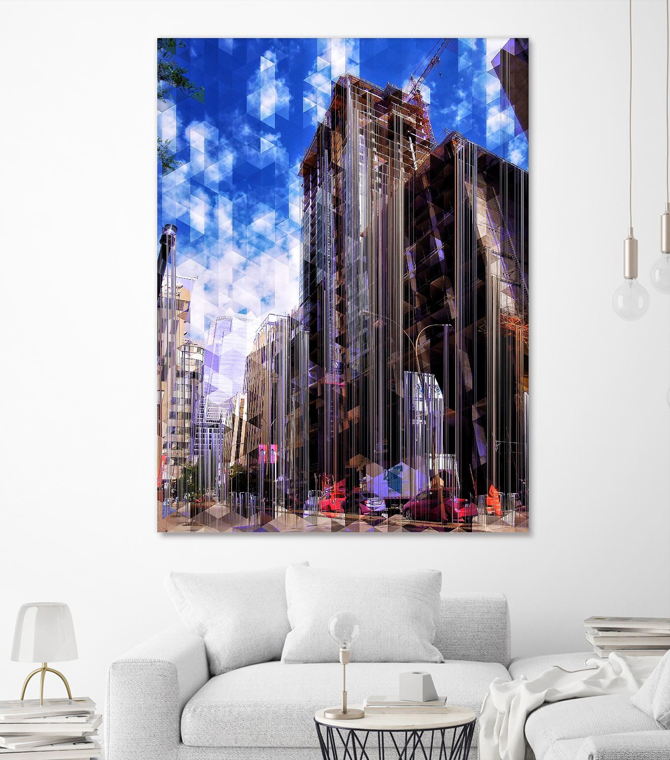 Urban Distortion V by Jean-François Dupuis on GIANT ART - blue city scene rue