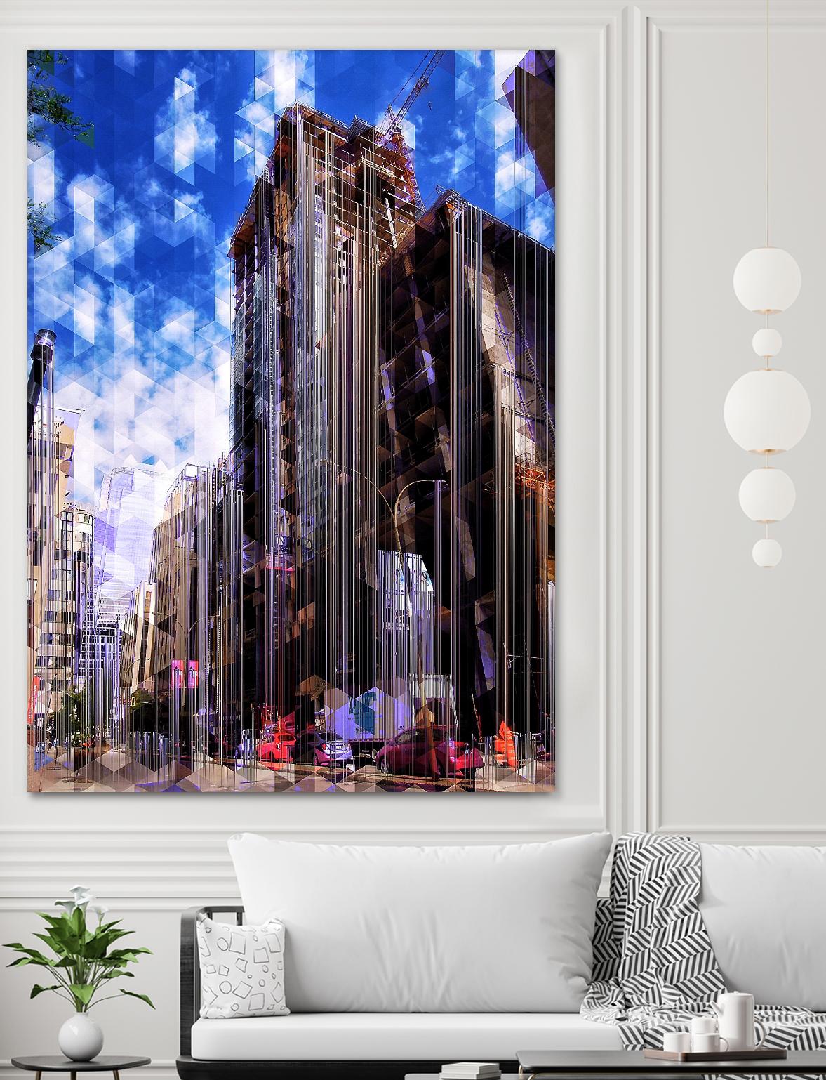 Urban Distortion V by Jean-François Dupuis on GIANT ART - blue city scene rue