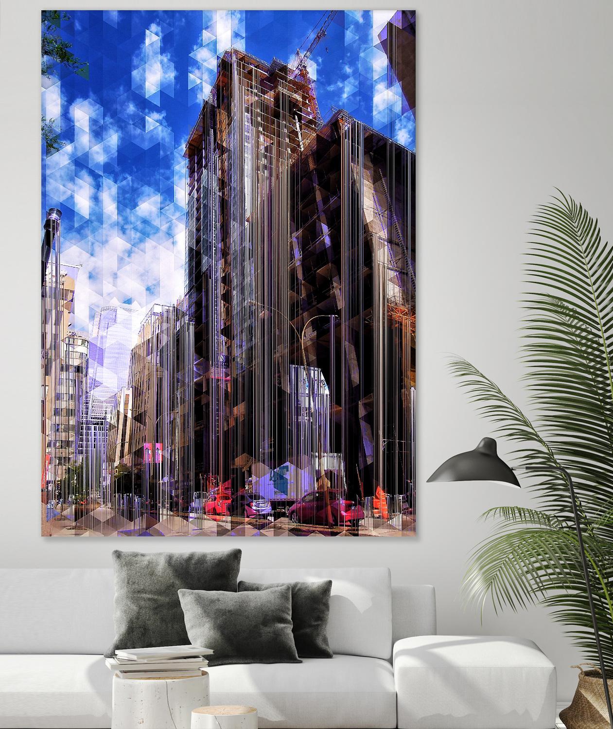 Urban Distortion V by Jean-François Dupuis on GIANT ART - blue city scene rue