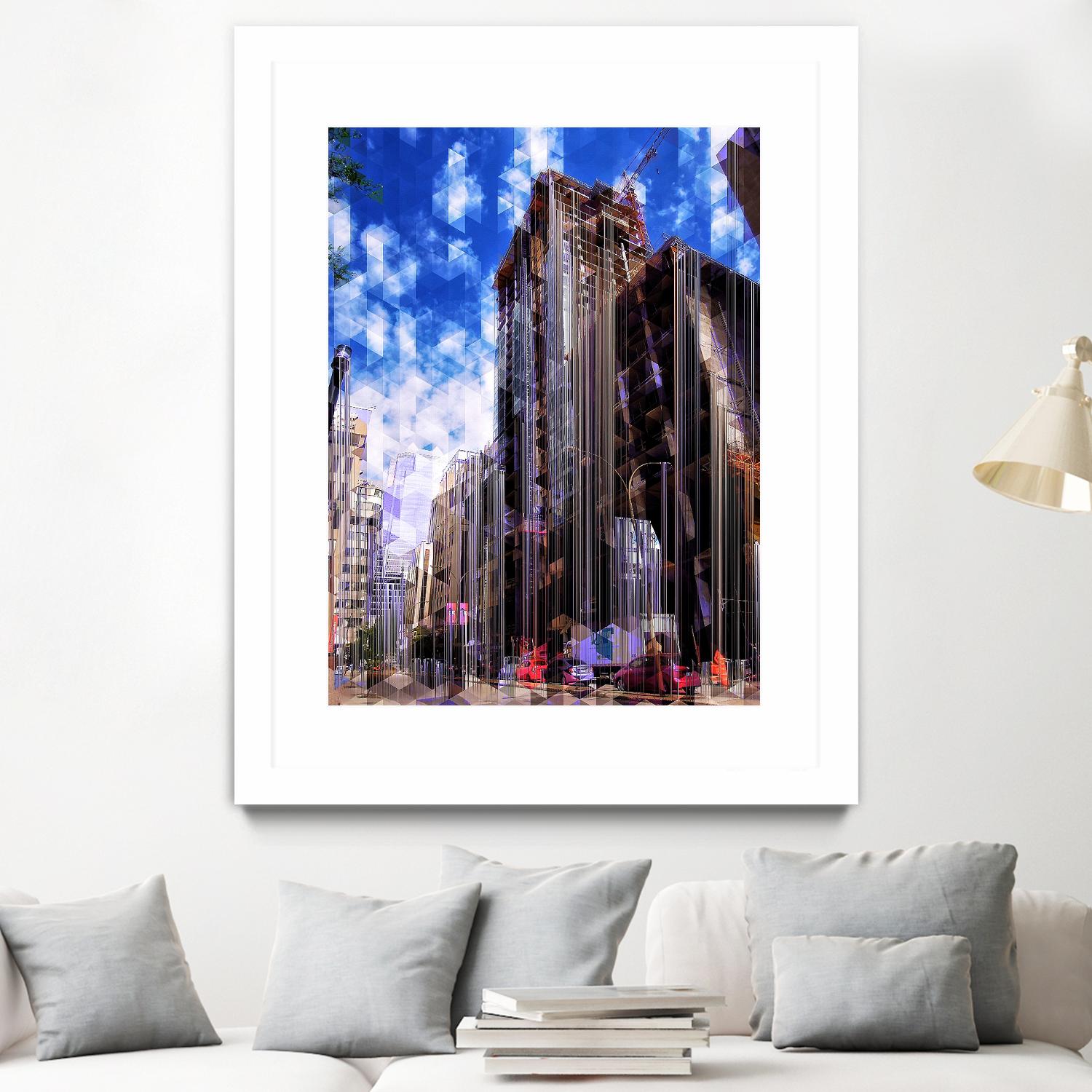 Urban Distortion V by Jean-François Dupuis on GIANT ART - blue city scene rue