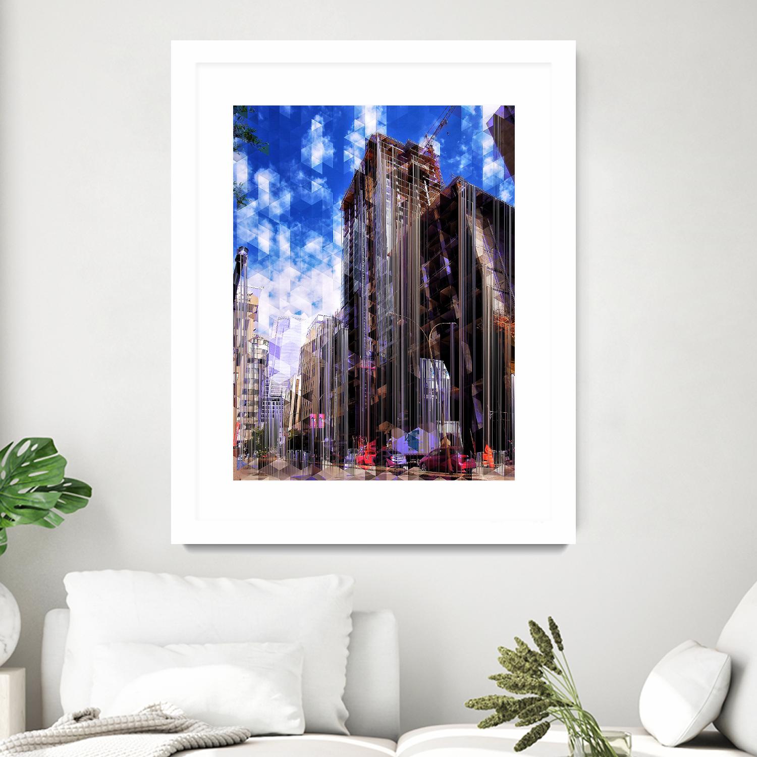 Urban Distortion V by Jean-François Dupuis on GIANT ART - blue city scene rue