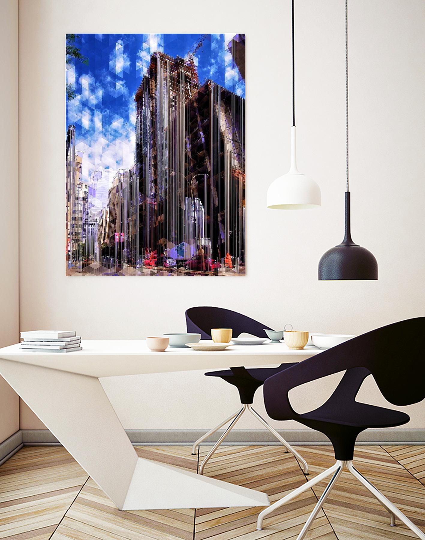 Urban Distortion V by Jean-François Dupuis on GIANT ART - blue city scene rue