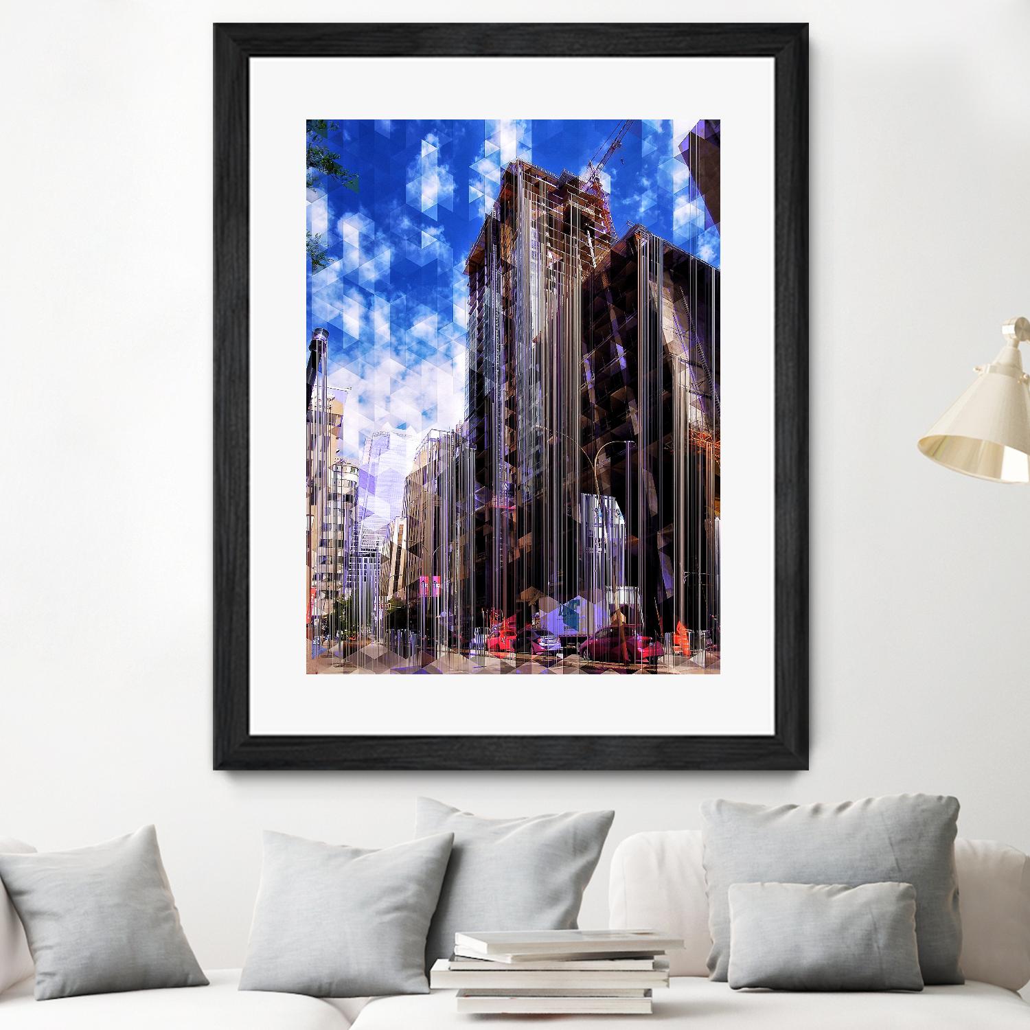 Urban Distortion V by Jean-François Dupuis on GIANT ART - blue city scene rue