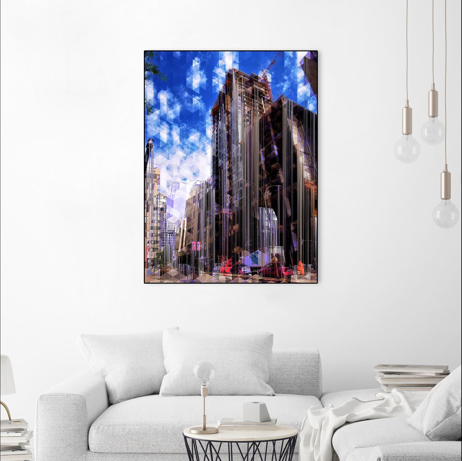 Urban Distortion V by Jean-François Dupuis on GIANT ART - blue city scene rue