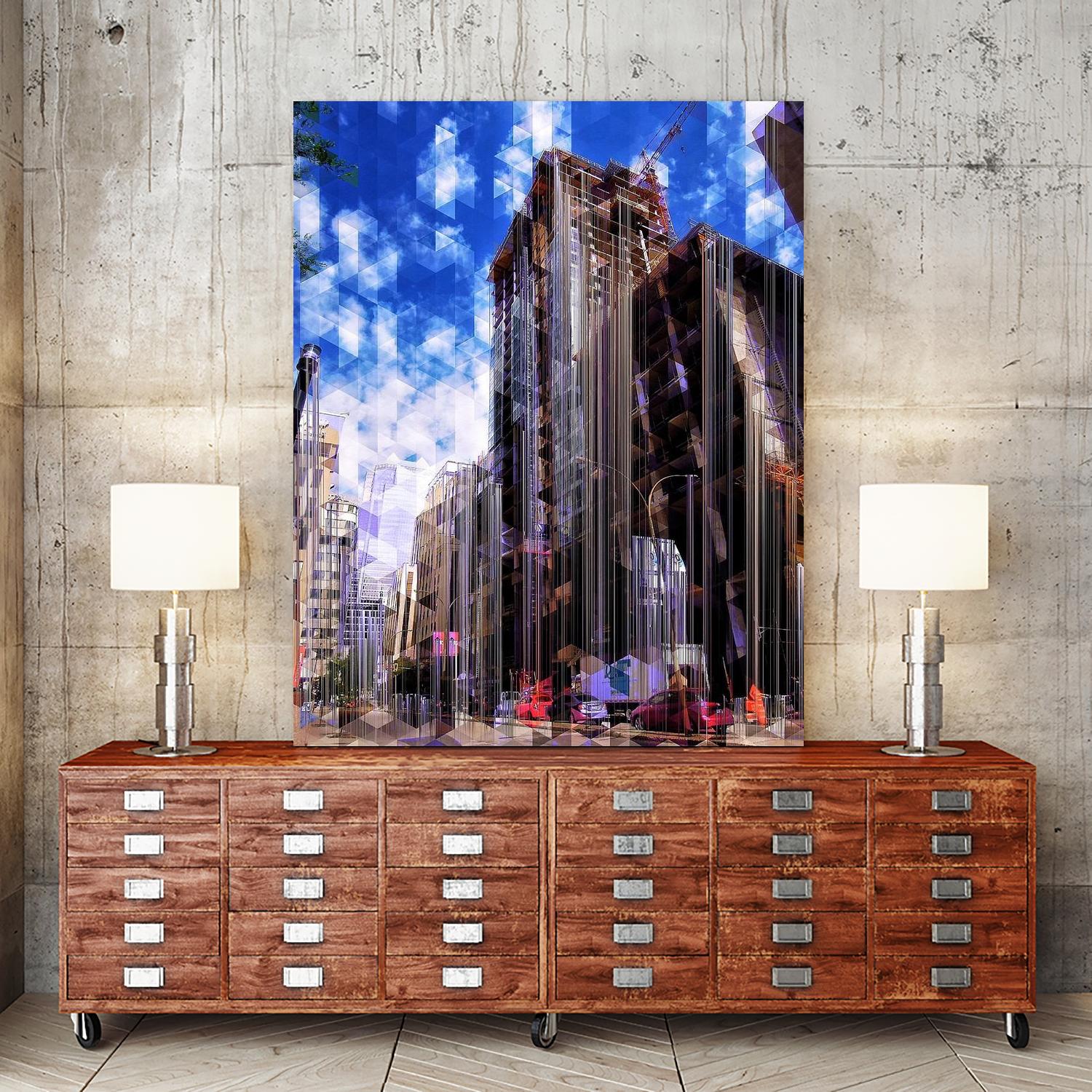 Urban Distortion V by Jean-François Dupuis on GIANT ART - blue city scene rue