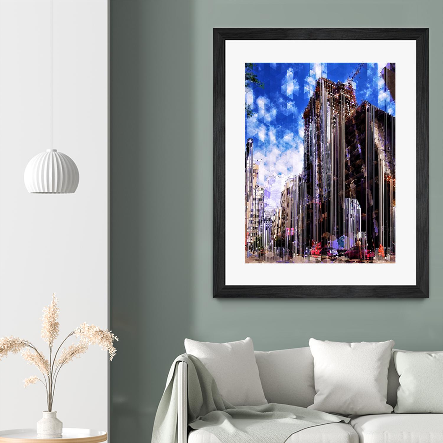 Urban Distortion V by Jean-François Dupuis on GIANT ART - blue city scene rue