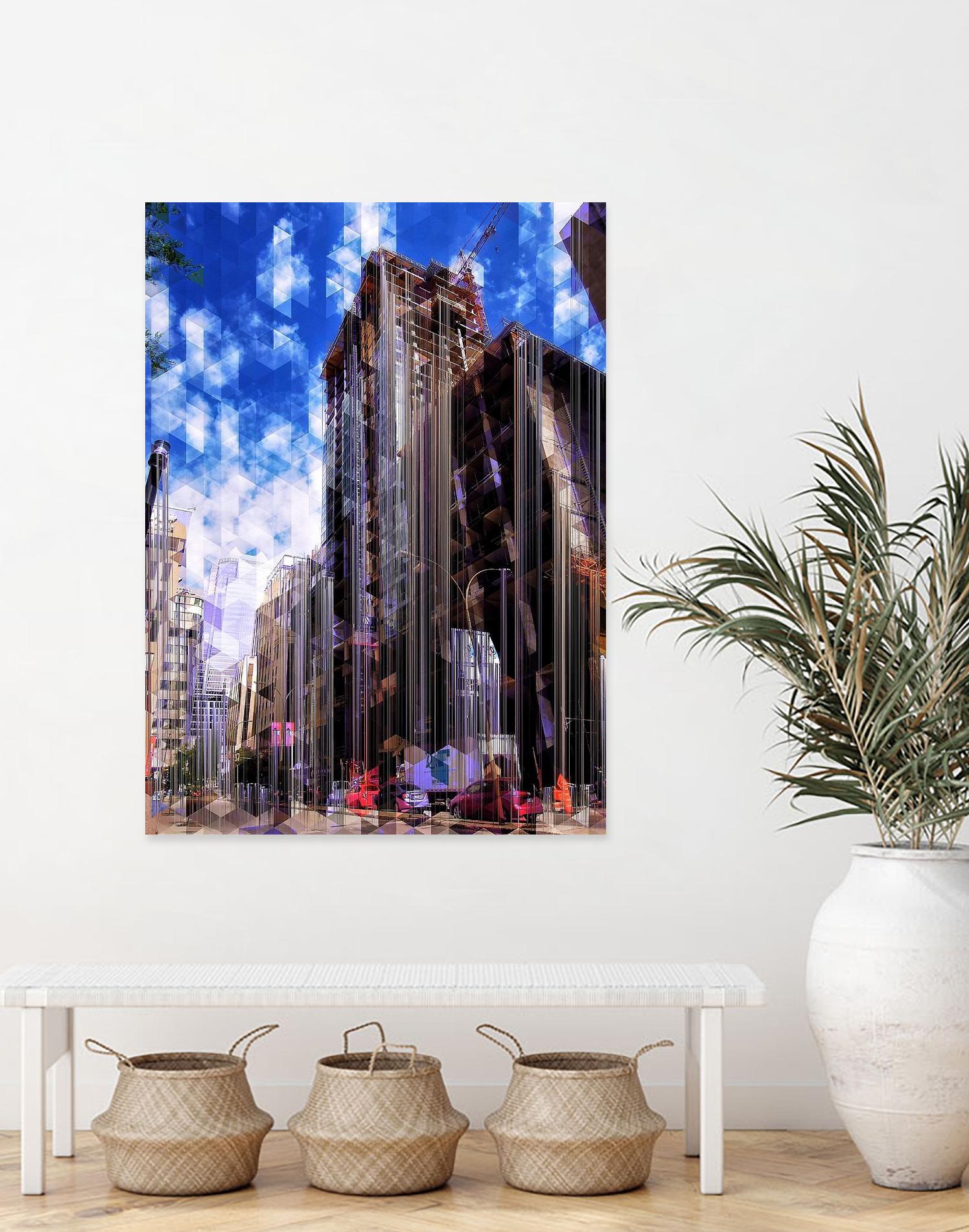 Urban Distortion V by Jean-François Dupuis on GIANT ART - blue city scene rue