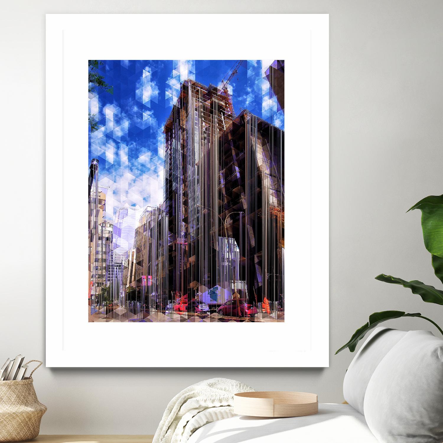 Urban Distortion V by Jean-François Dupuis on GIANT ART - blue city scene rue