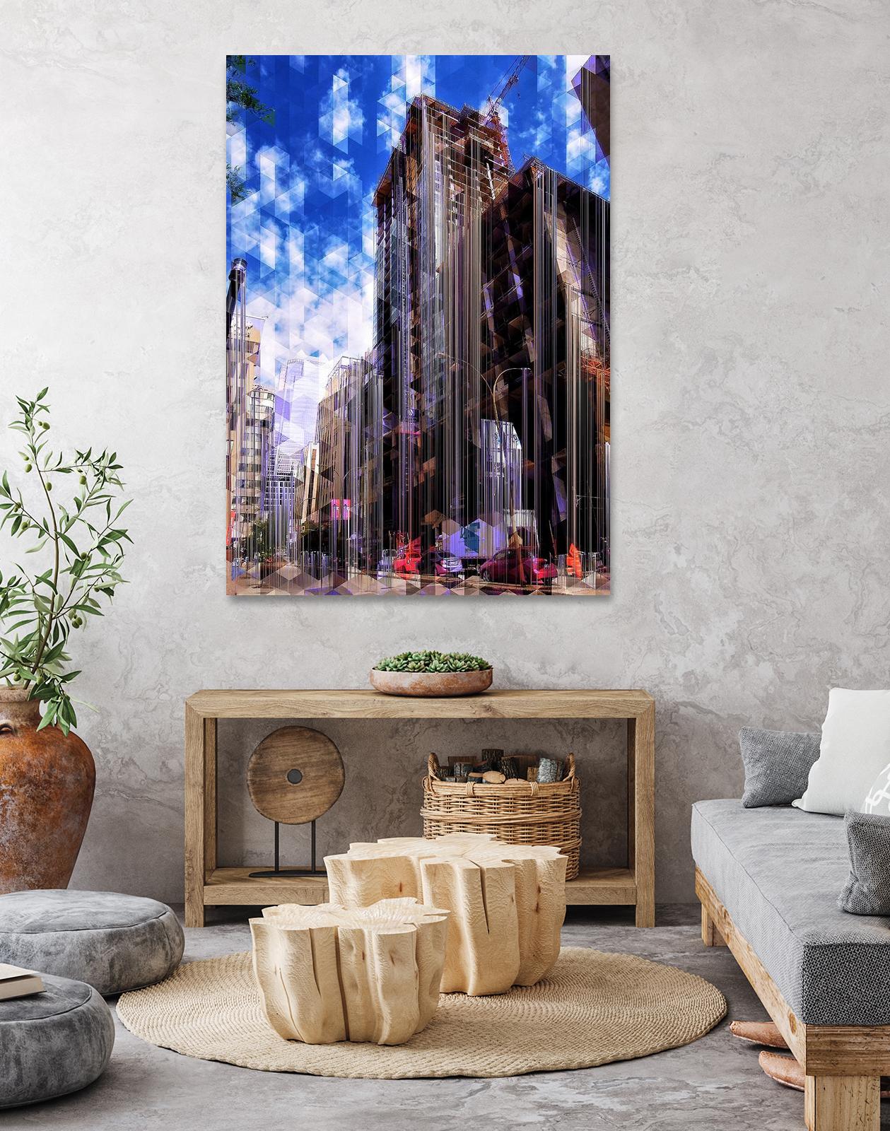 Urban Distortion V by Jean-François Dupuis on GIANT ART - blue city scene rue