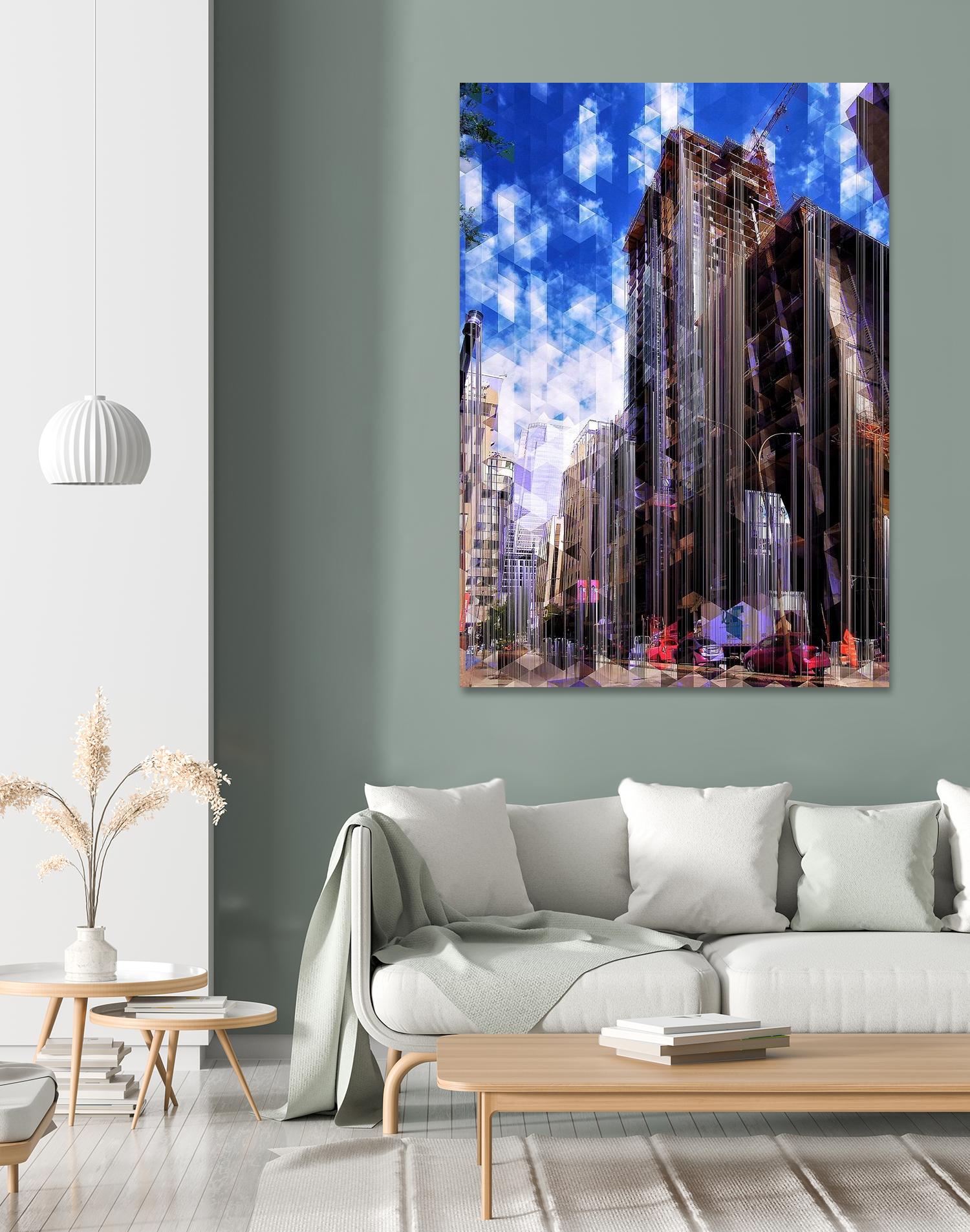 Urban Distortion V by Jean-François Dupuis on GIANT ART - blue city scene rue