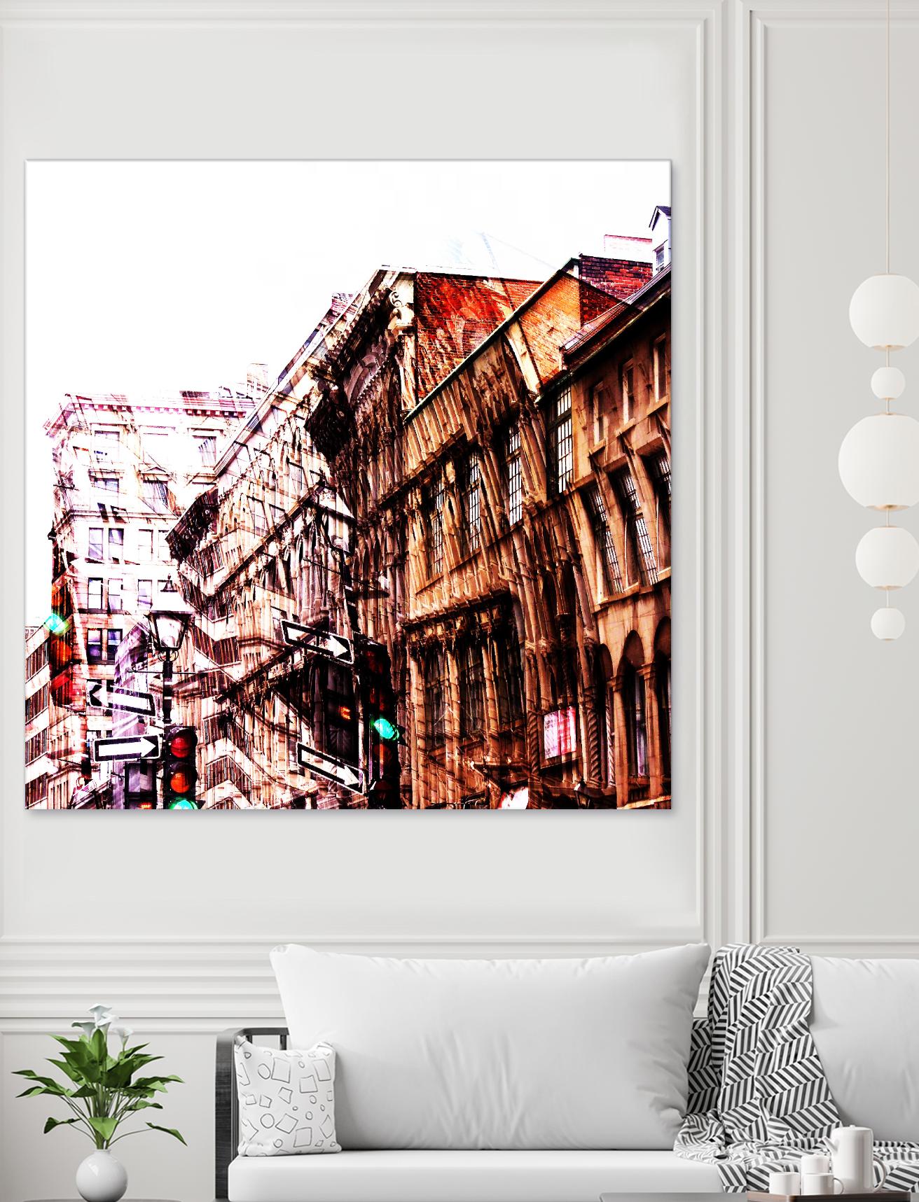 Urban Distortion VIII by Jean-François Dupuis on GIANT ART - orange city scene ville