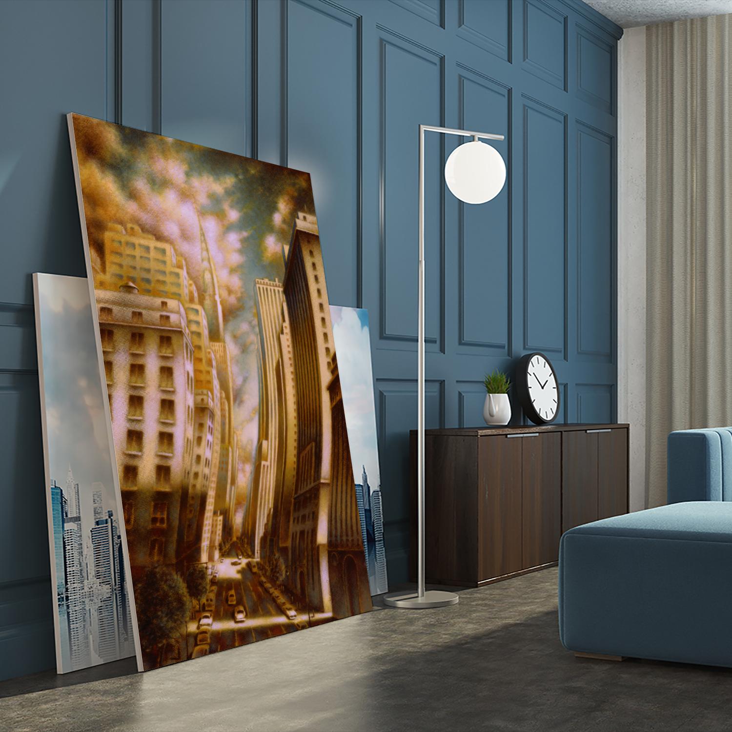 Le Caniveau des ombres fluides by Alain Cardinal on GIANT ART - gold architecture down town