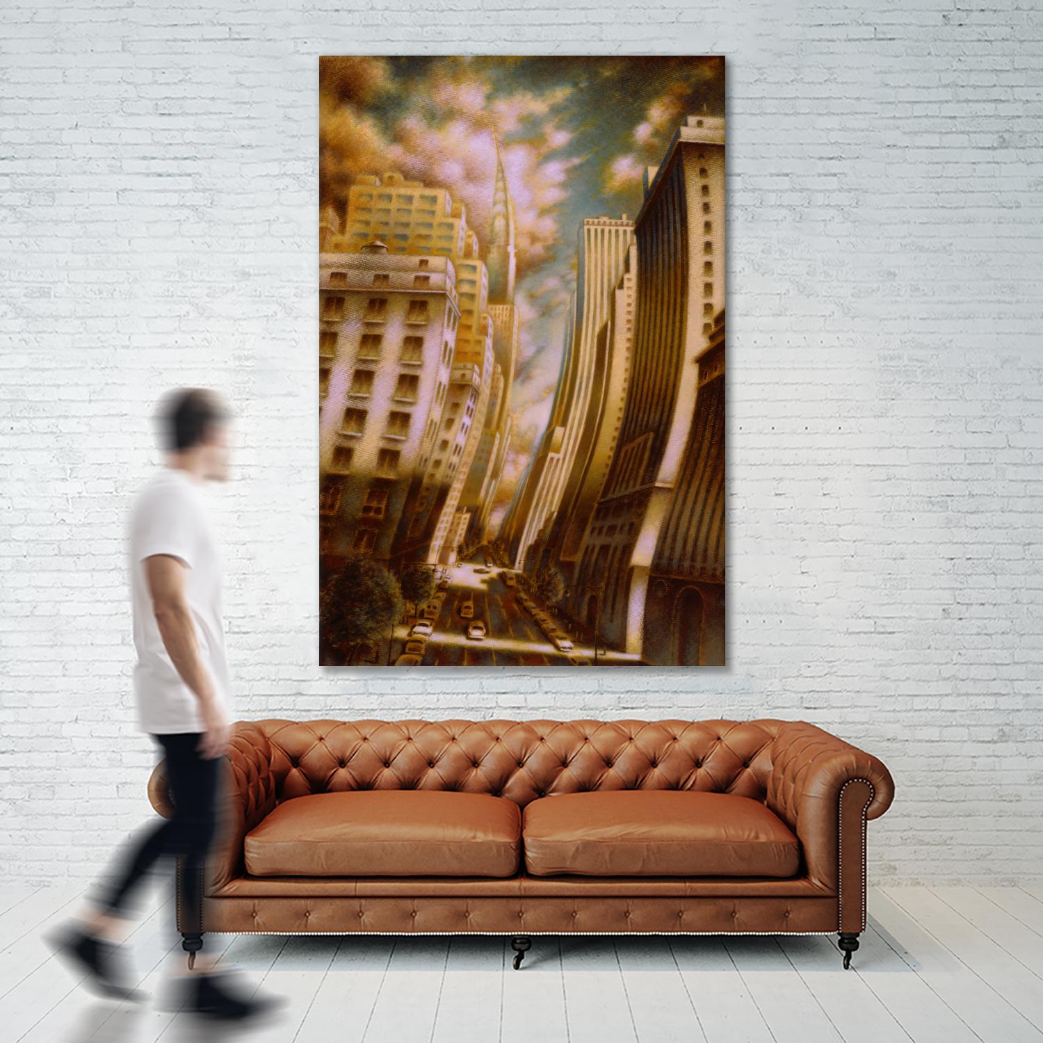 Le Caniveau des ombres fluides by Alain Cardinal on GIANT ART - gold architecture down town