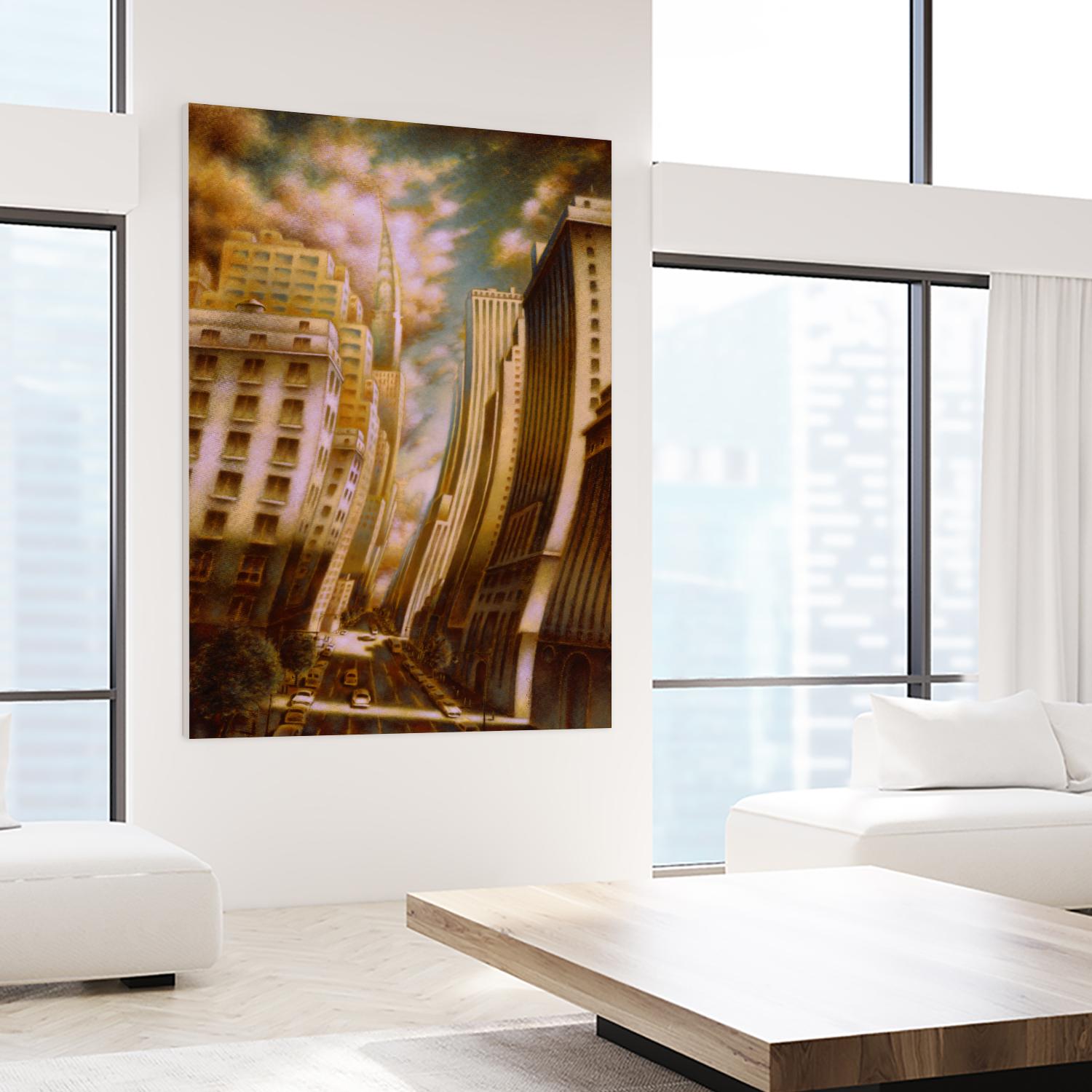 Le Caniveau des ombres fluides by Alain Cardinal on GIANT ART - gold architecture down town