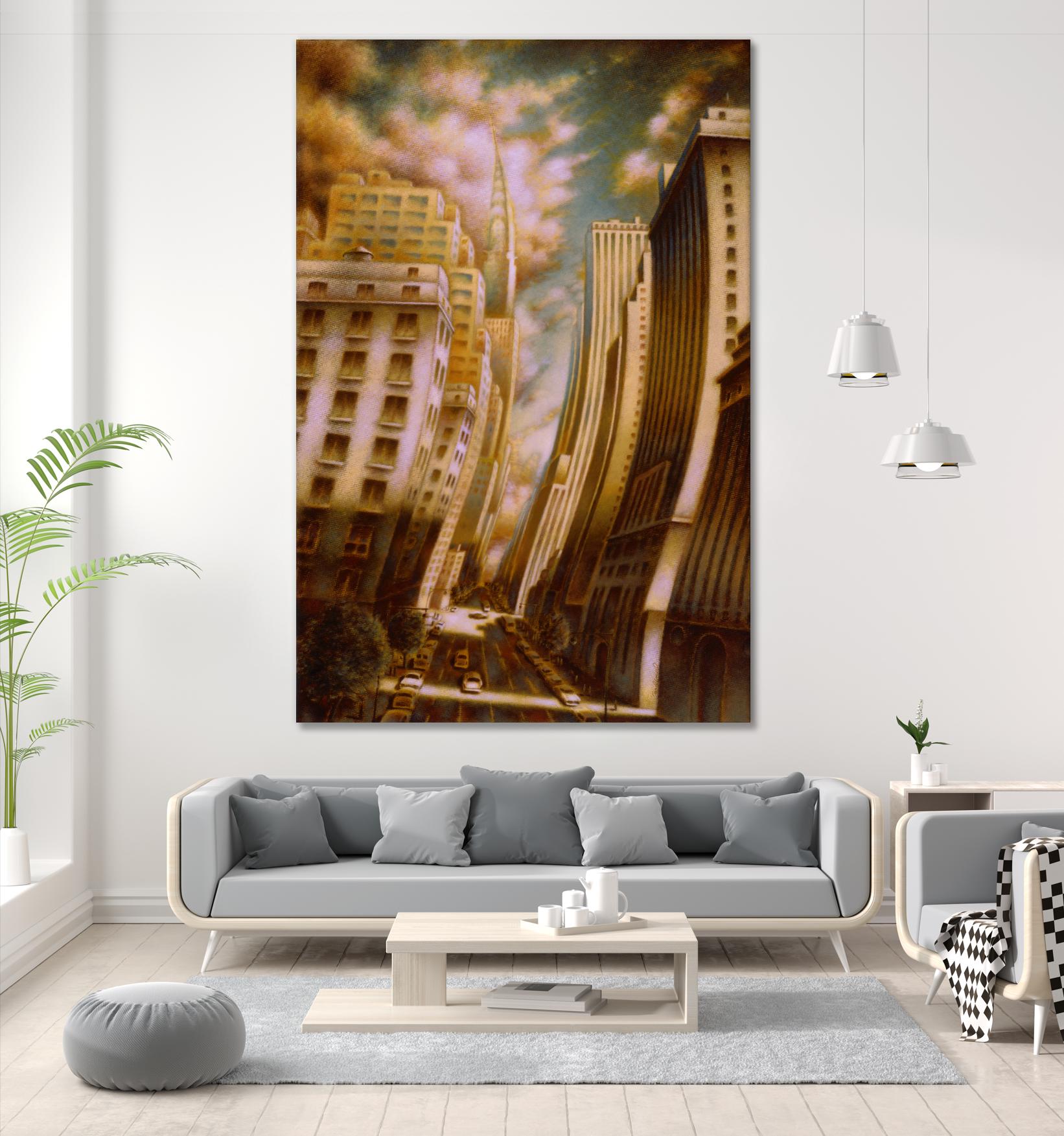 Le Caniveau des ombres fluides by Alain Cardinal on GIANT ART - gold architecture down town