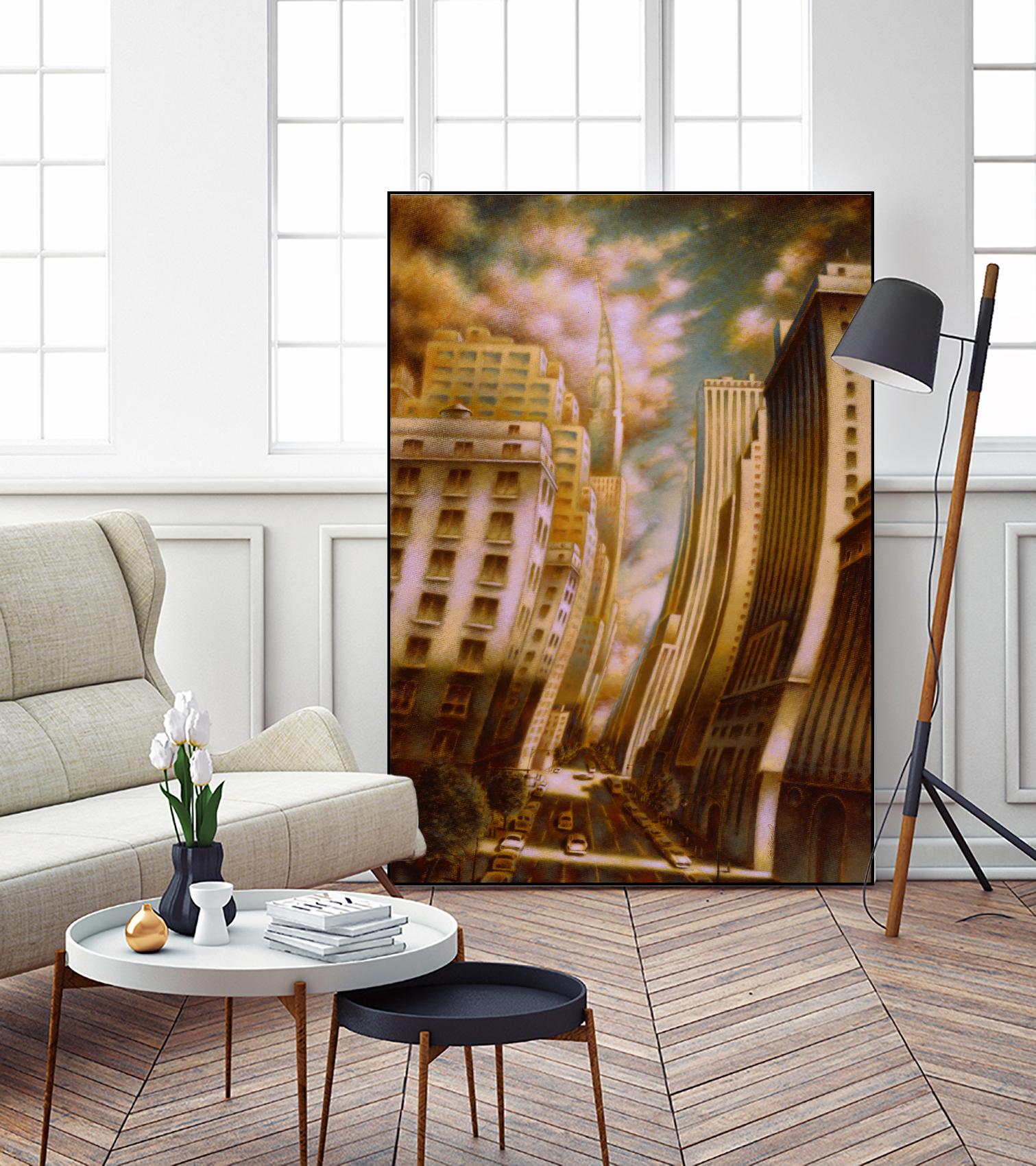 Le Caniveau des ombres fluides by Alain Cardinal on GIANT ART - gold architecture down town