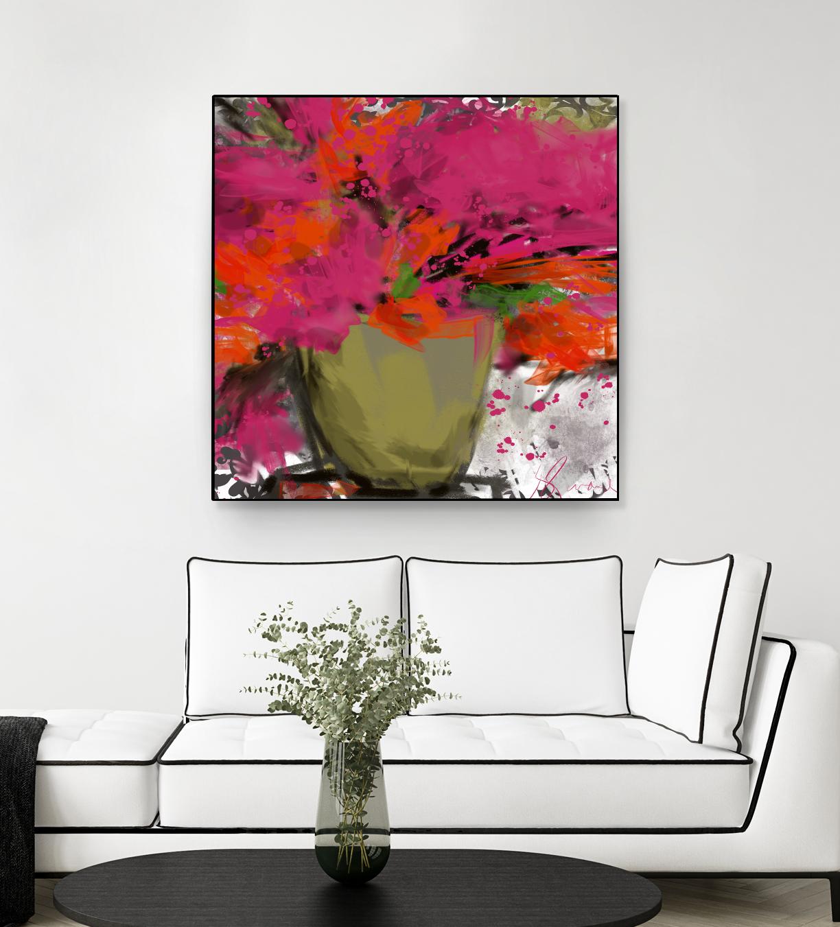 Summer time by Doris Savard on GIANT ART - orange flowers stylisé