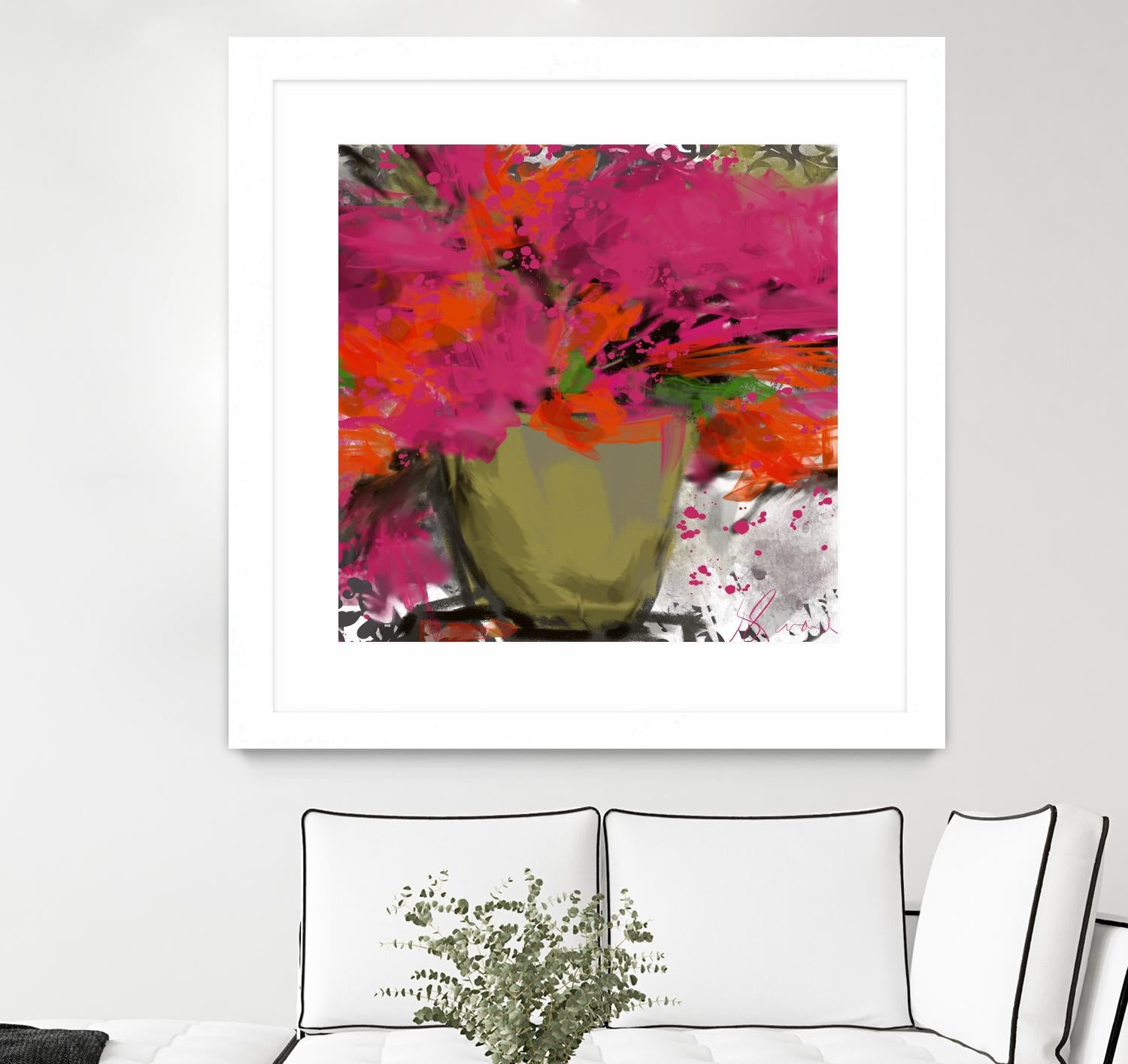 Summer time by Doris Savard on GIANT ART - orange flowers stylisé