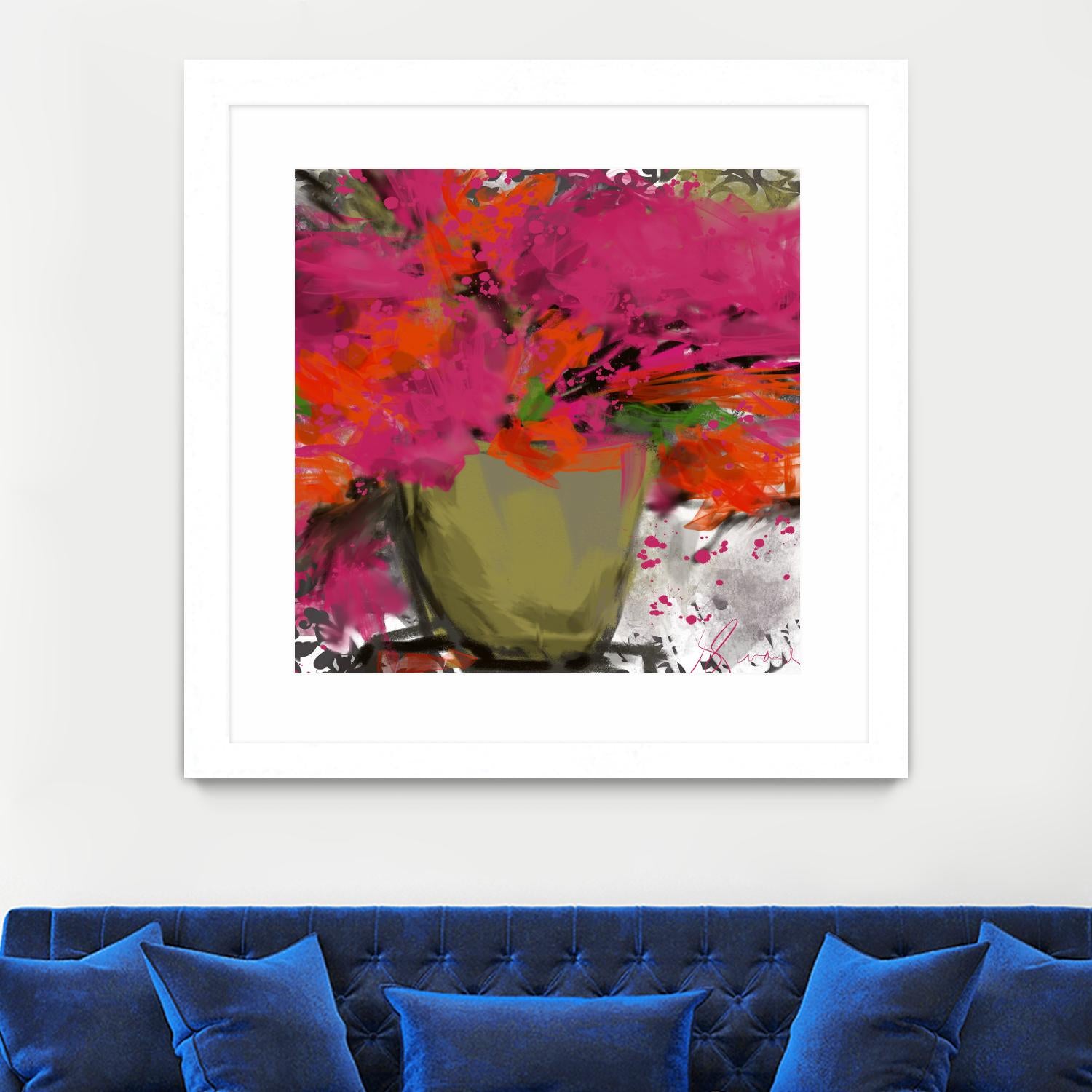 Summer time by Doris Savard on GIANT ART - orange flowers stylisé