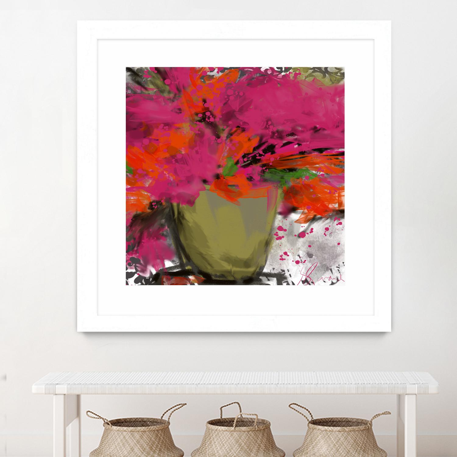 Summer time by Doris Savard on GIANT ART - orange flowers stylisé