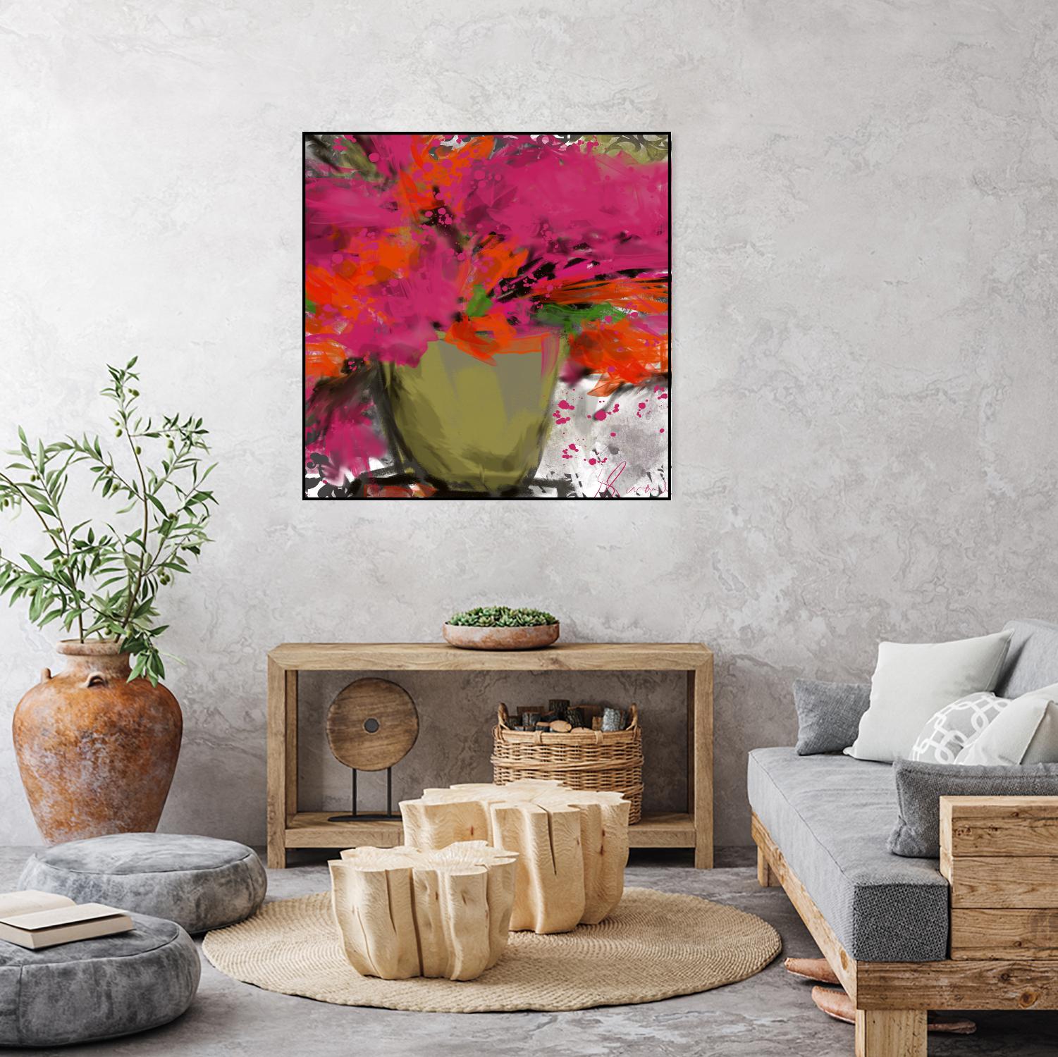 Summer time by Doris Savard on GIANT ART - orange flowers stylisé