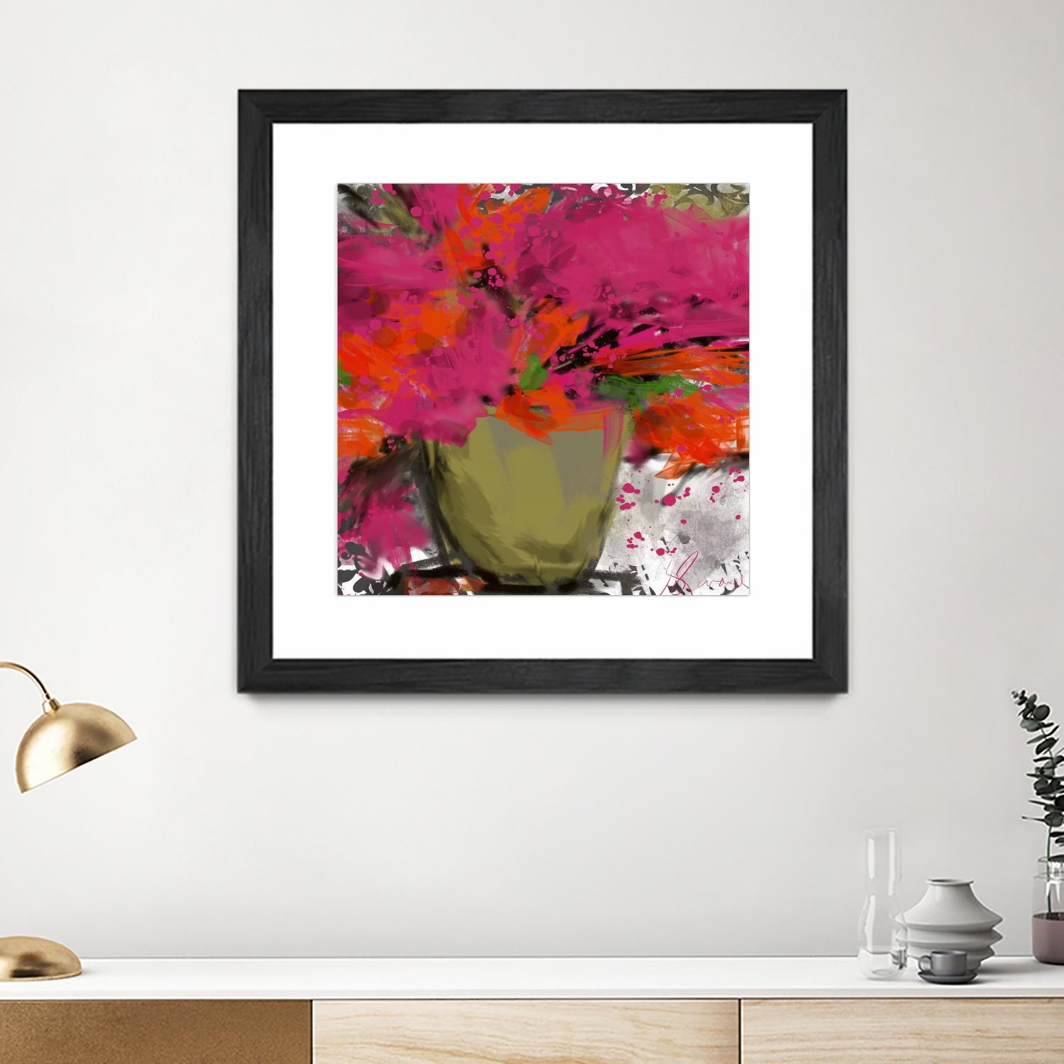 Summer time by Doris Savard on GIANT ART - orange flowers stylisé