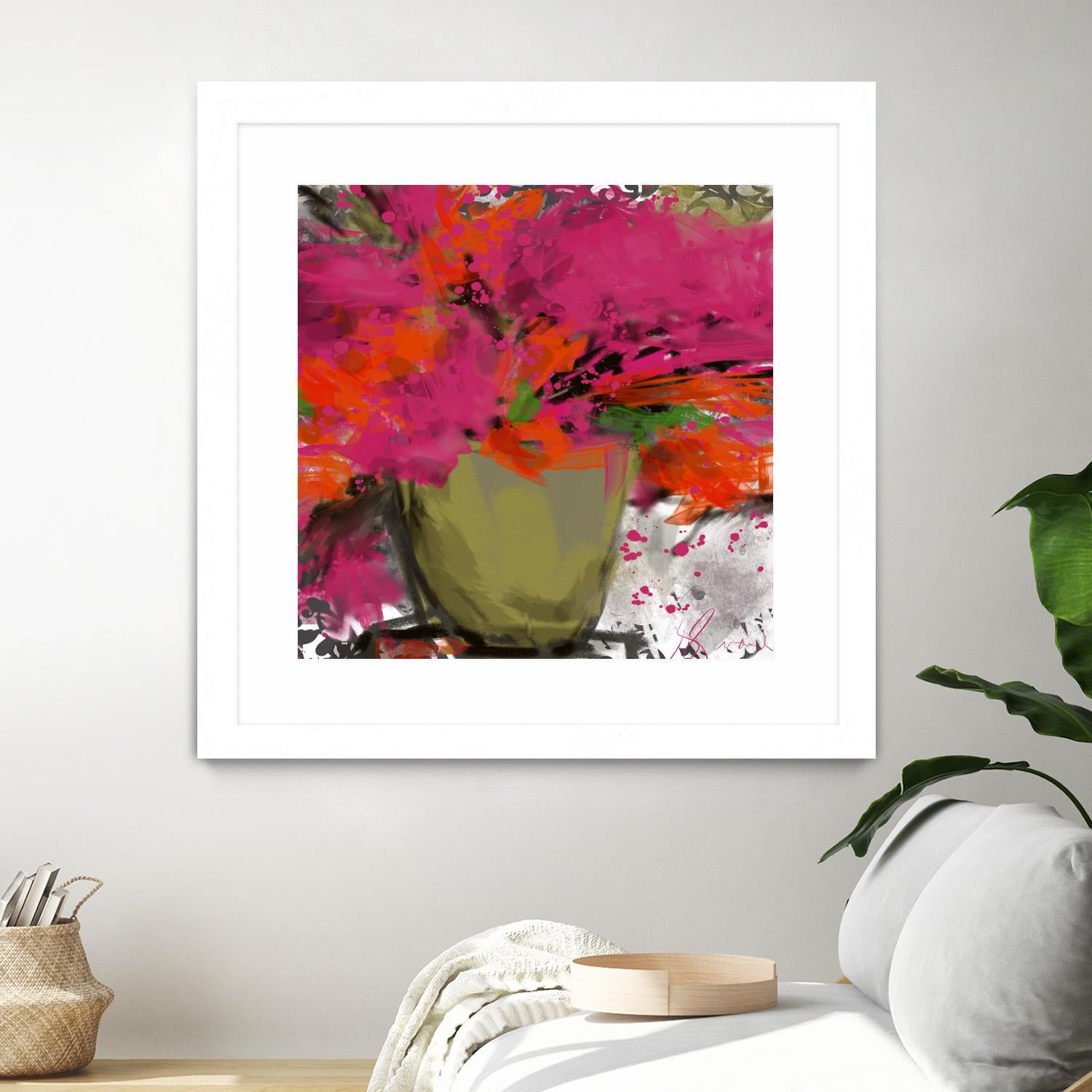 Summer time by Doris Savard on GIANT ART - orange flowers stylisé