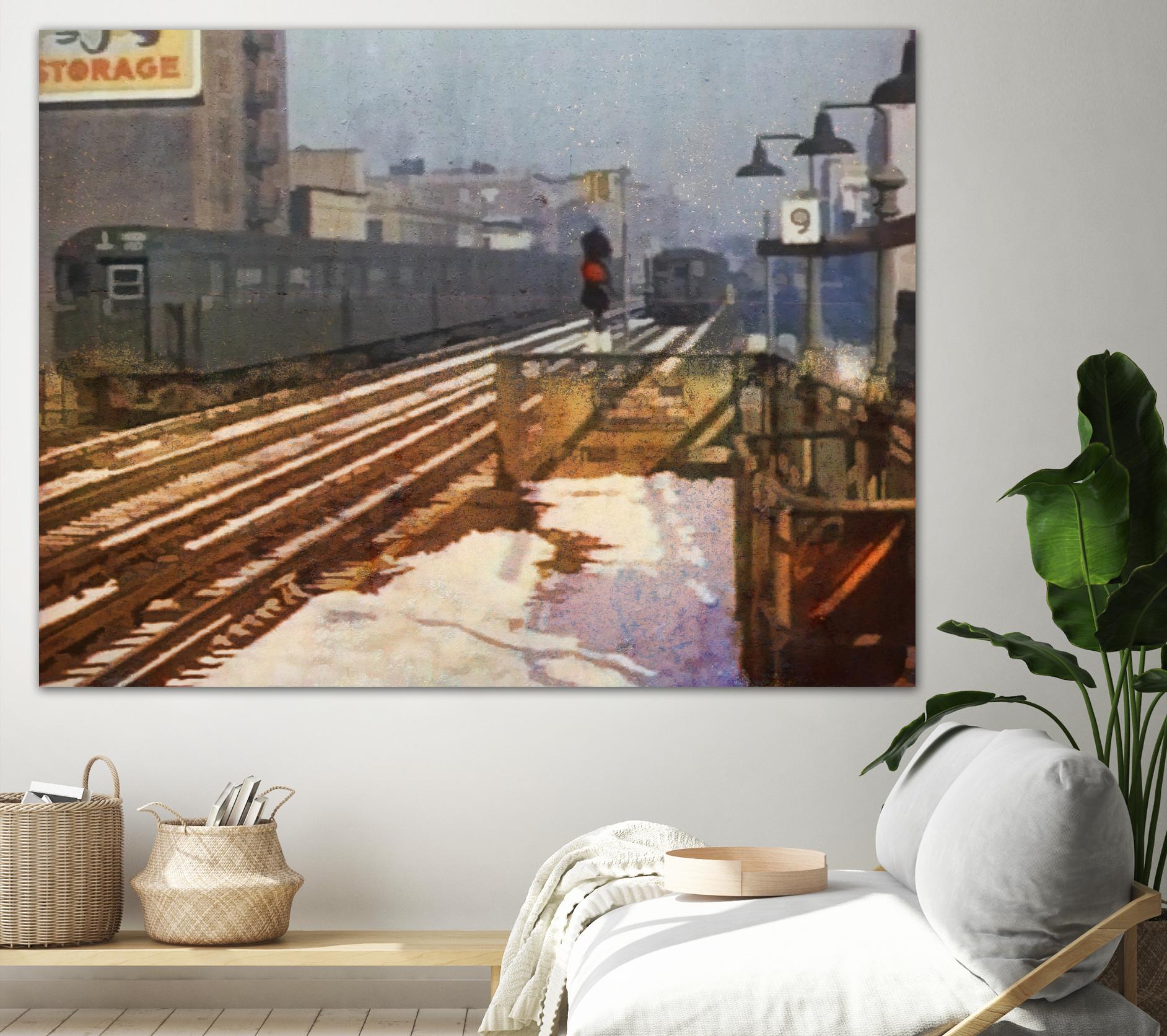 New York 1949 - 4 by Jean-François Dupuis on GIANT ART - beige city scene wagon