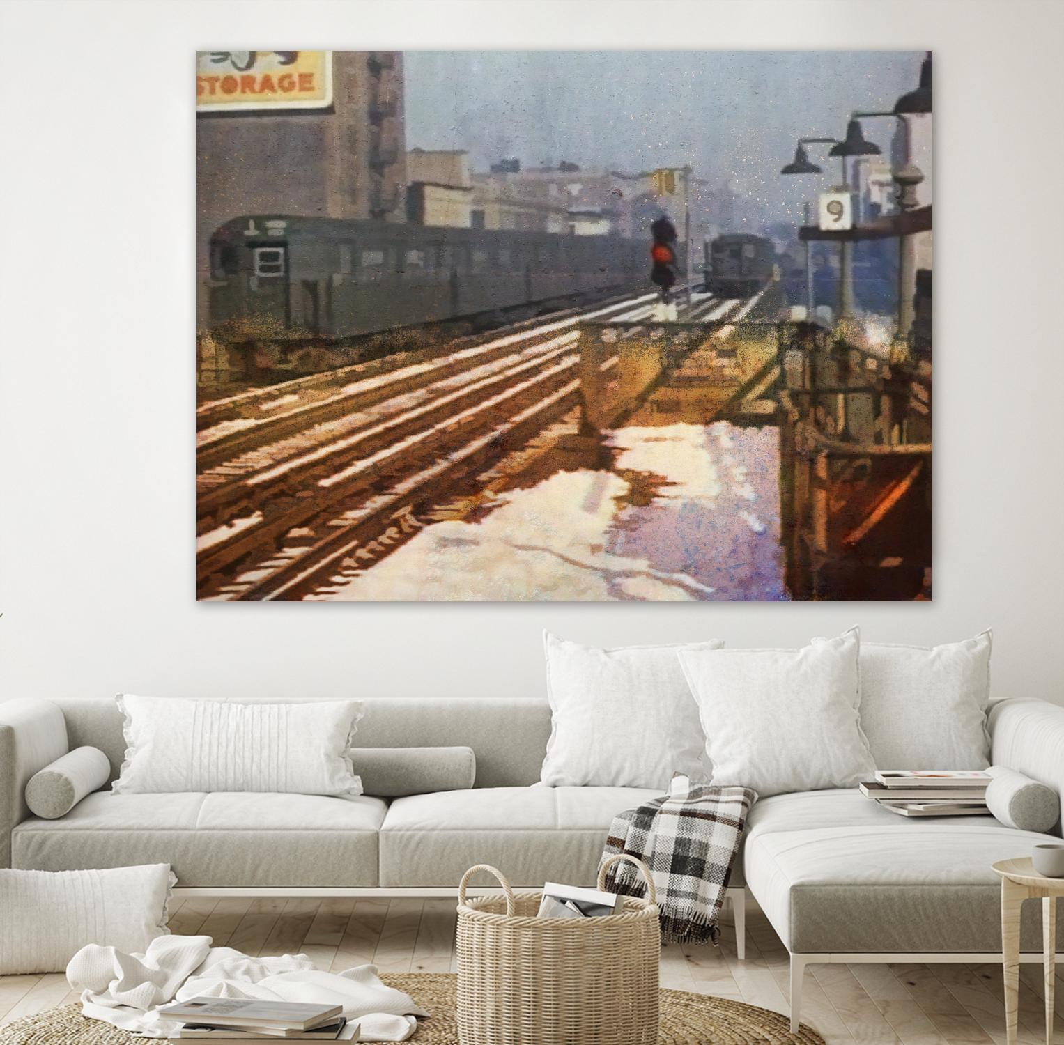 New York 1949 - 4 by Jean-François Dupuis on GIANT ART - beige city scene wagon