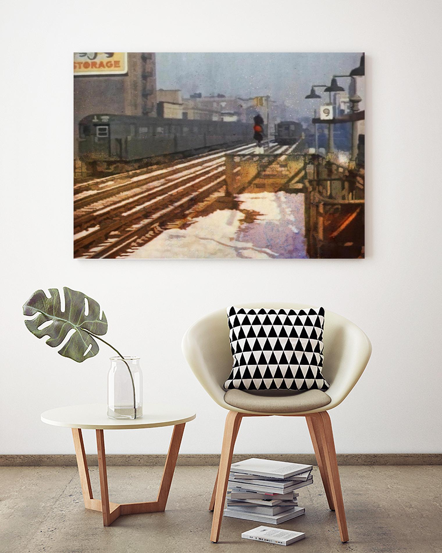 New York 1949 - 4 by Jean-François Dupuis on GIANT ART - beige city scene wagon