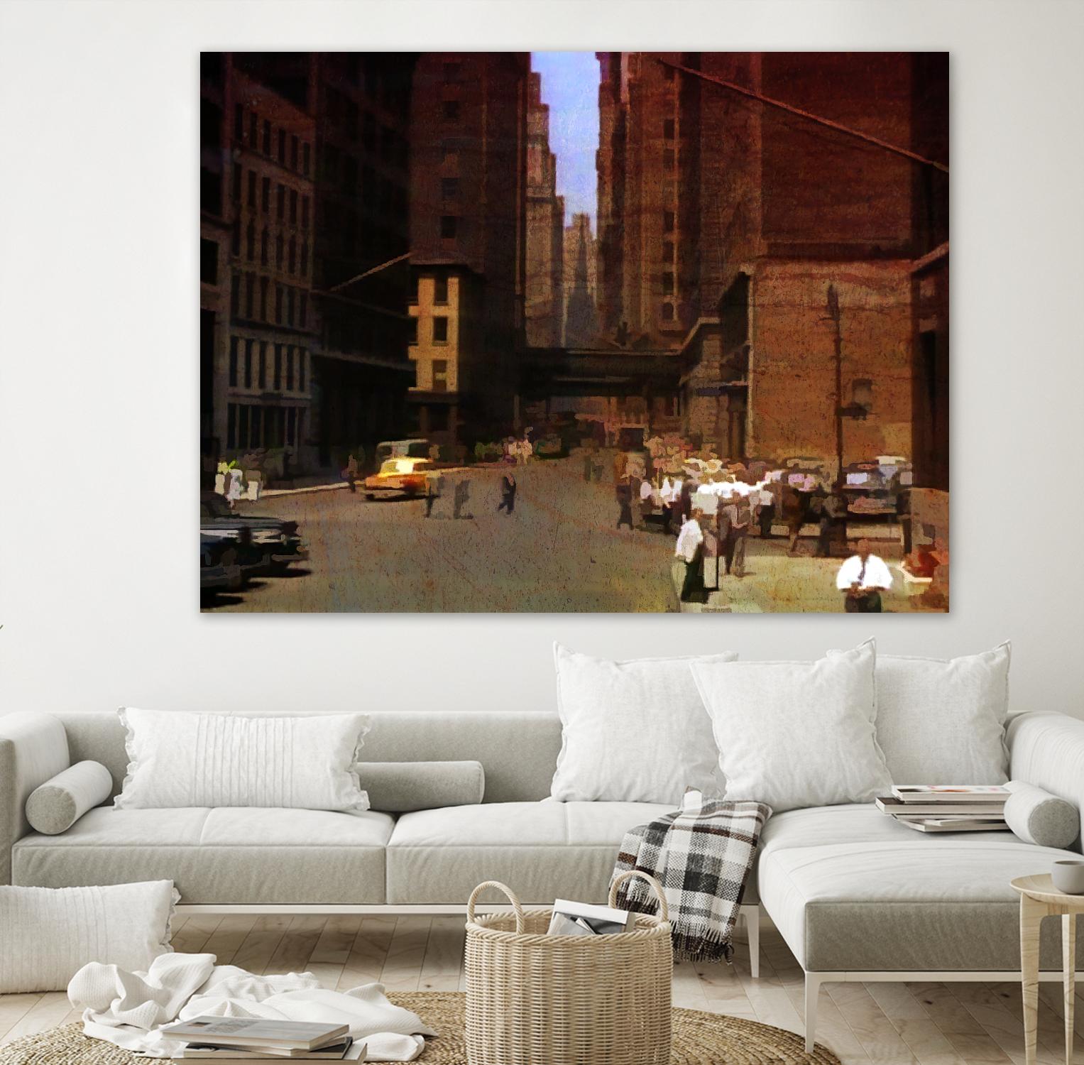New York 1949 - 2 by Jean-François Dupuis on GIANT ART - beige city scene ouvriers