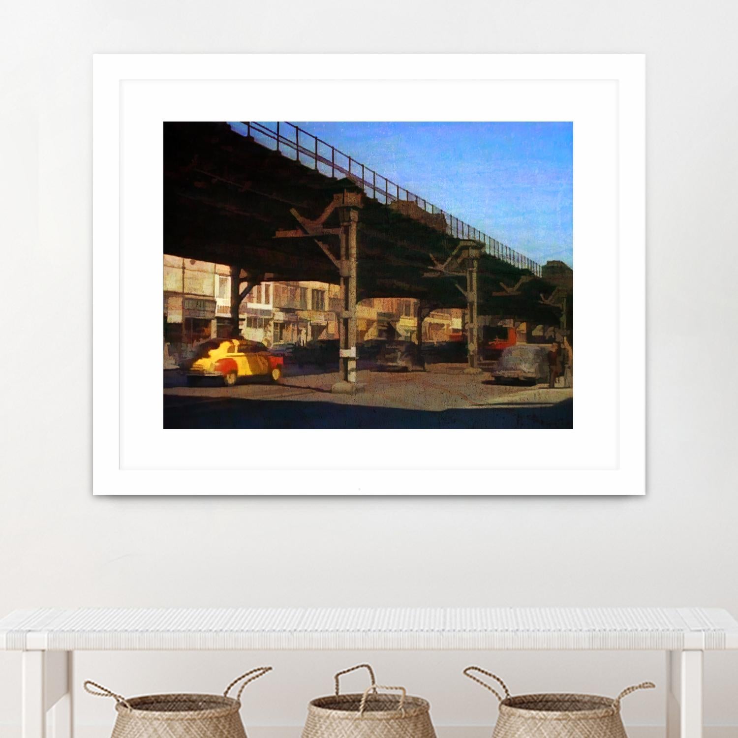 New York 1949 - 1 by Jean-François Dupuis on GIANT ART - blue city scene pont