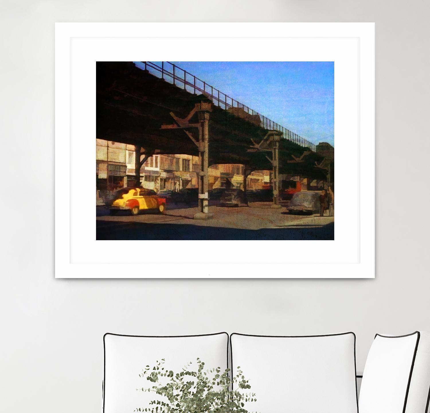 New York 1949 - 1 by Jean-François Dupuis on GIANT ART - blue city scene pont