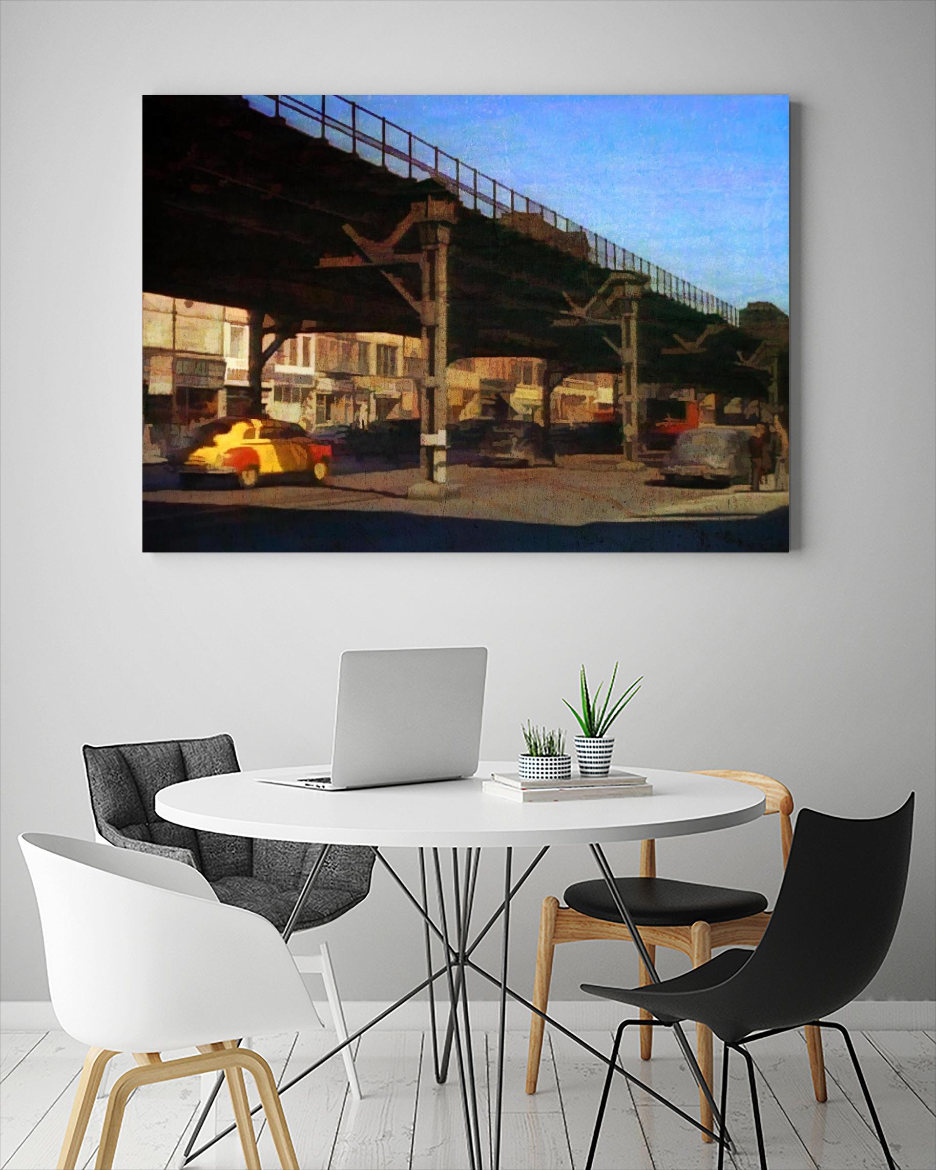 New York 1949 - 1 by Jean-François Dupuis on GIANT ART - blue city scene pont