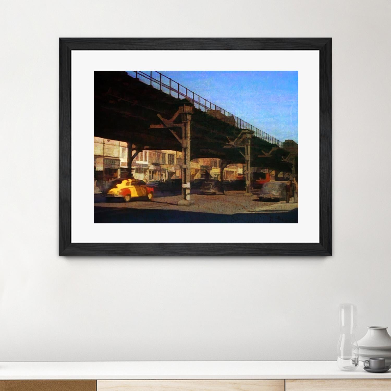 New York 1949 - 1 by Jean-François Dupuis on GIANT ART - blue city scene pont