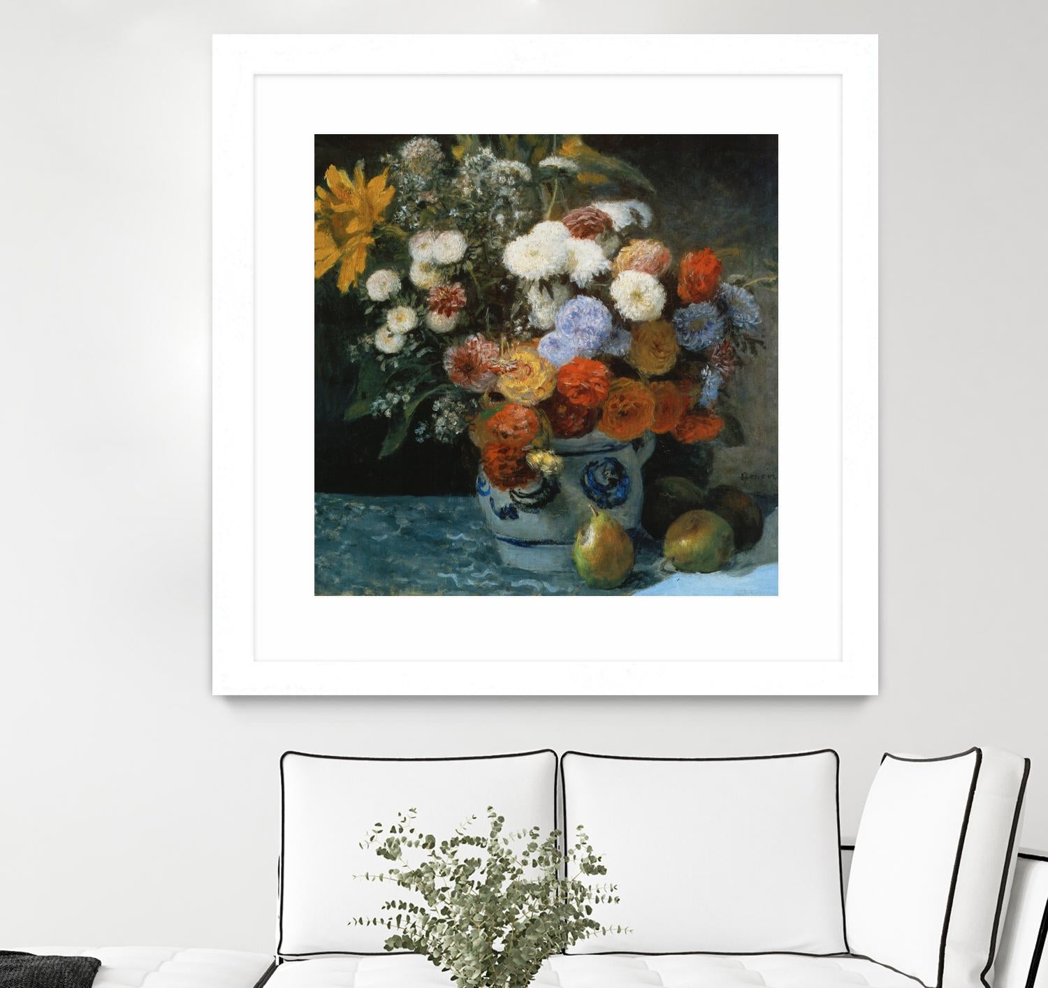 Fleurs dans un pot en faïance by Auguste Renoir on GIANT ART - red flowers