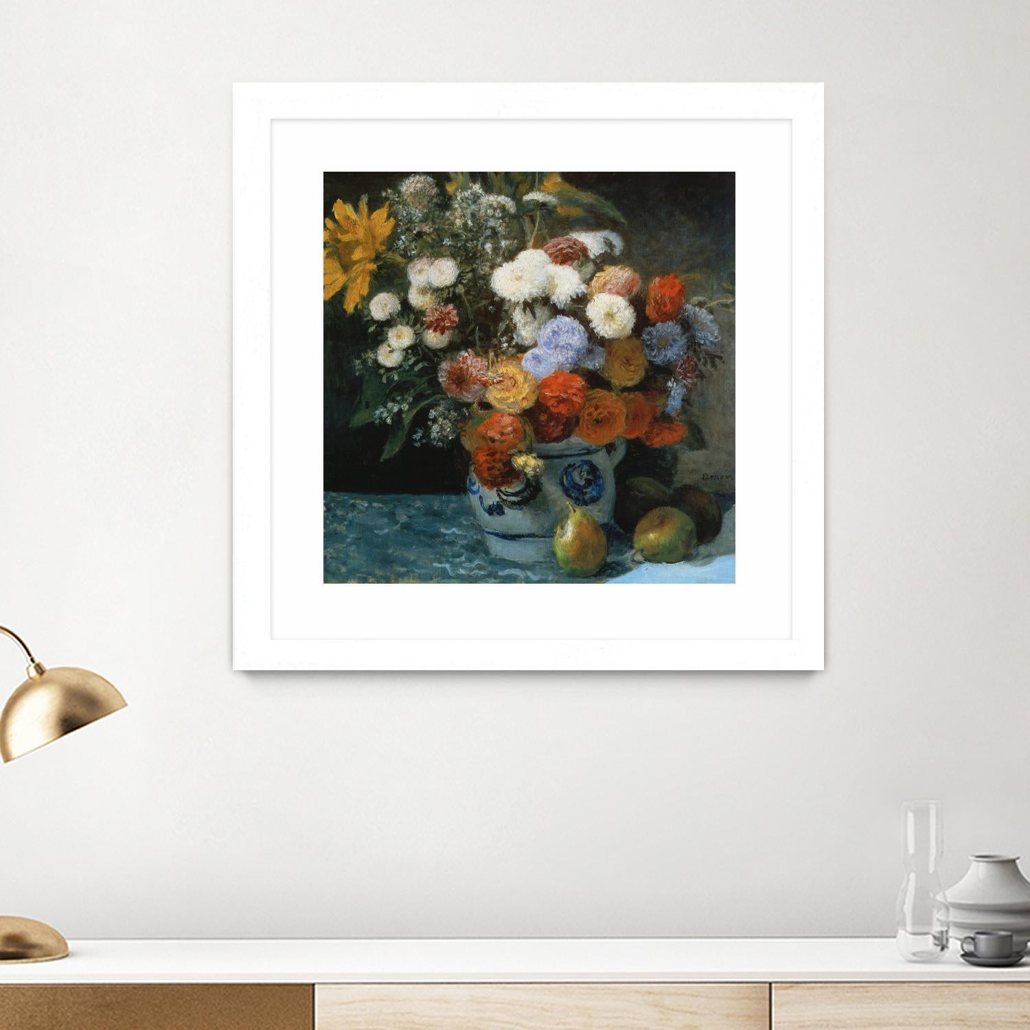 Fleurs dans un pot en faïance by Auguste Renoir on GIANT ART - red flowers