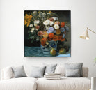 Fleurs dans un pot en faïance by Auguste Renoir on GIANT ART - red flowers