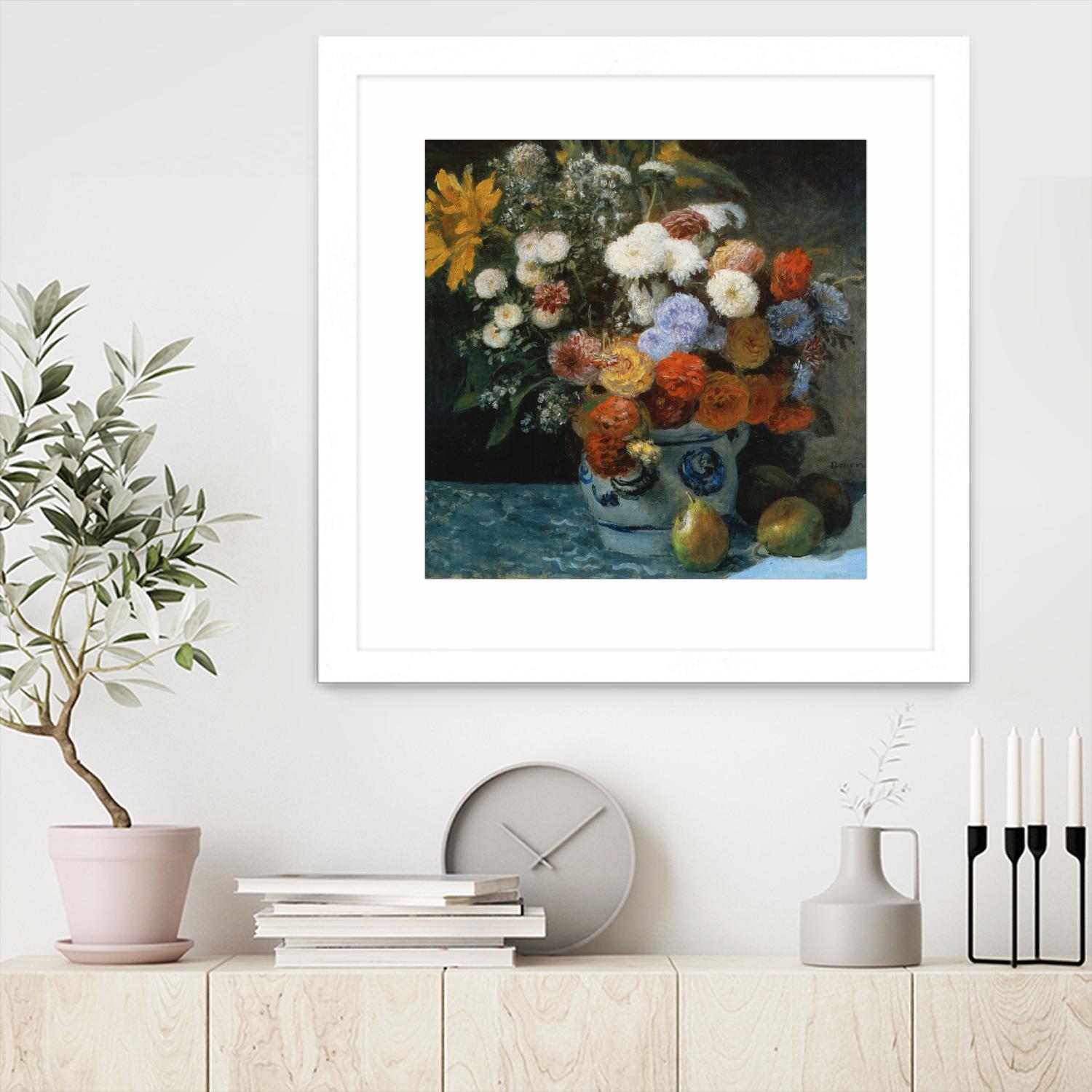 Fleurs dans un pot en faïance by Auguste Renoir on GIANT ART - red flowers