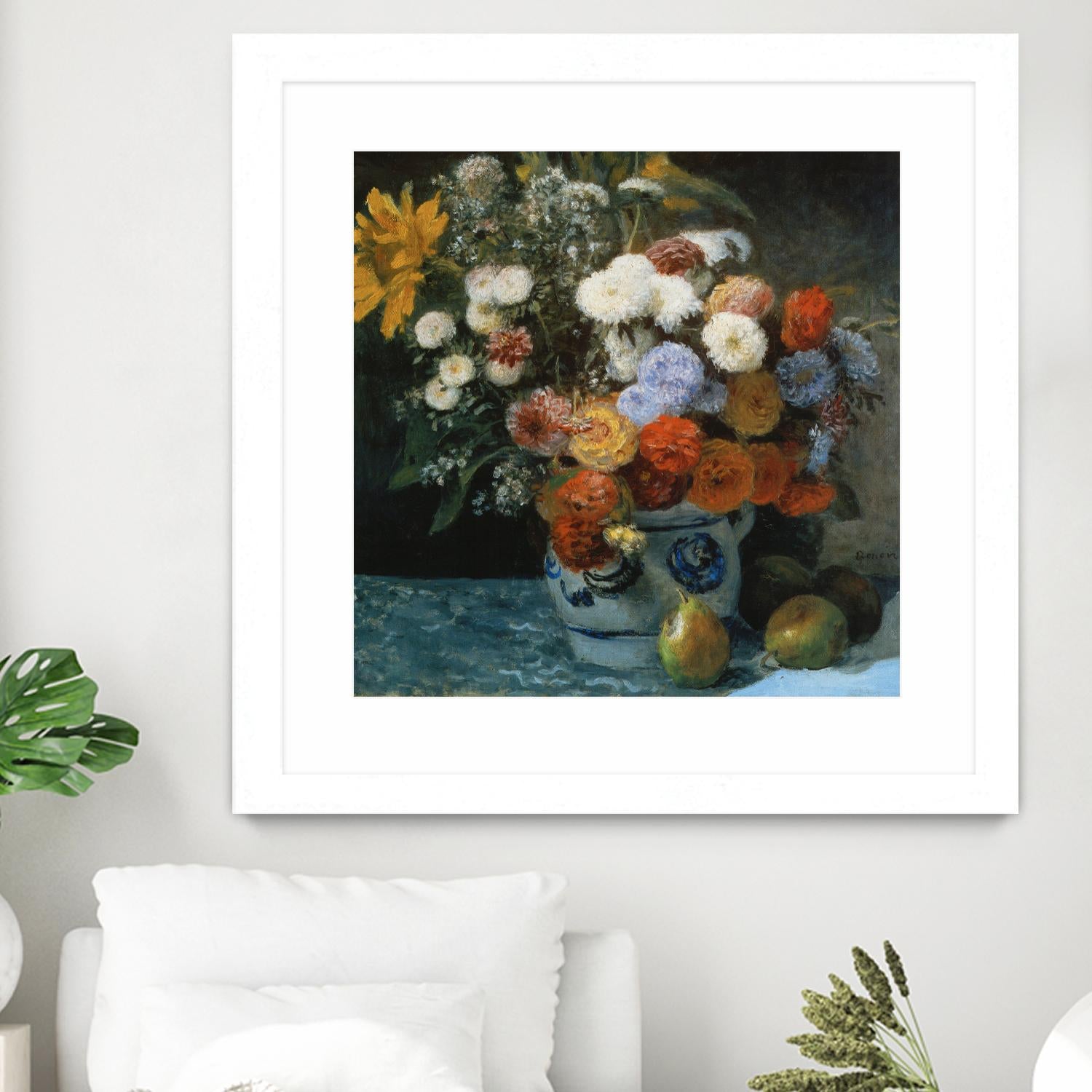 Fleurs dans un pot en faïance by Auguste Renoir on GIANT ART - red flowers