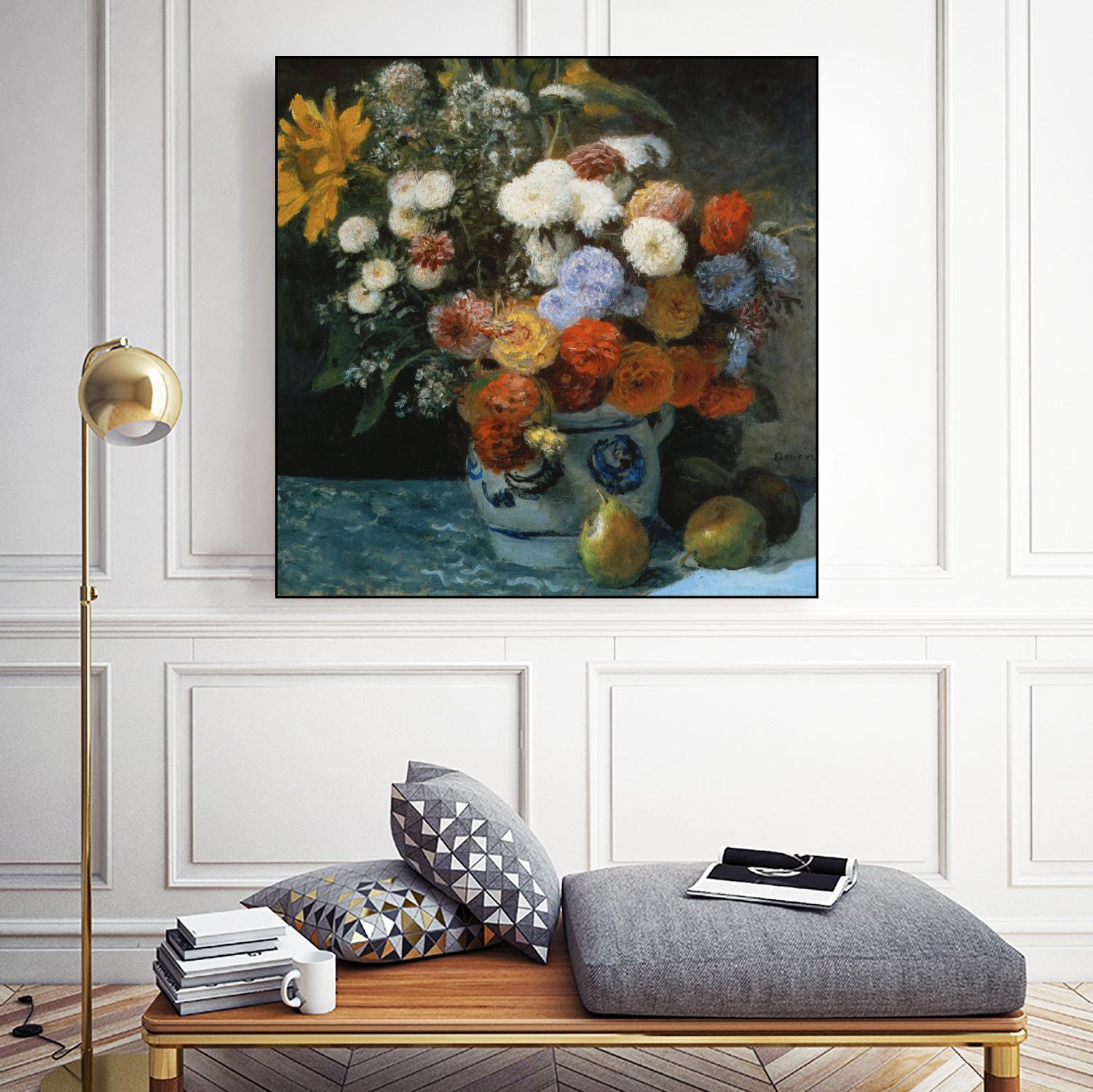 Fleurs dans un pot en faïance by Auguste Renoir on GIANT ART - red flowers