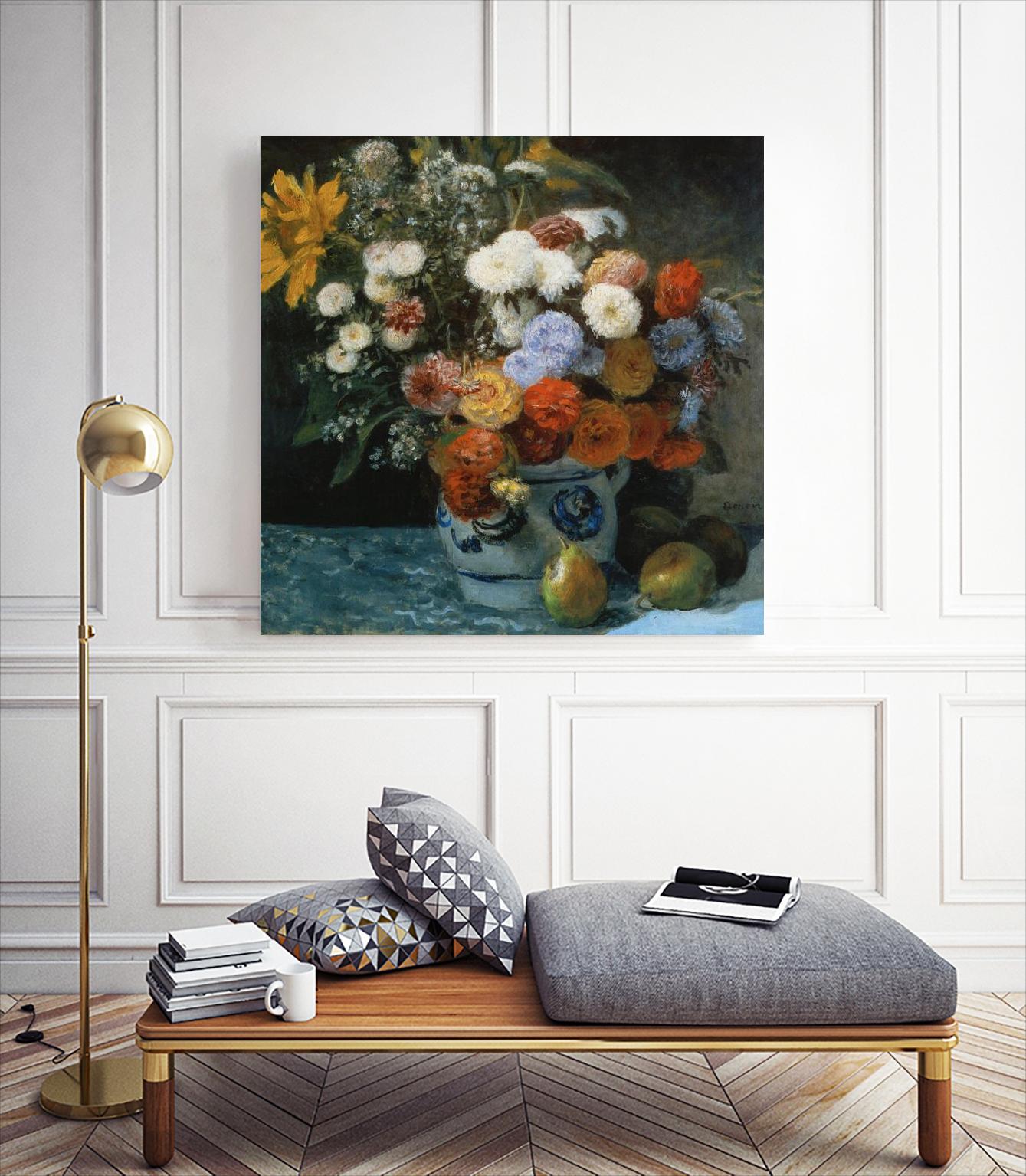 Fleurs dans un pot en faïance by Pierre-Auguste Renoir on GIANT ART - red flowers