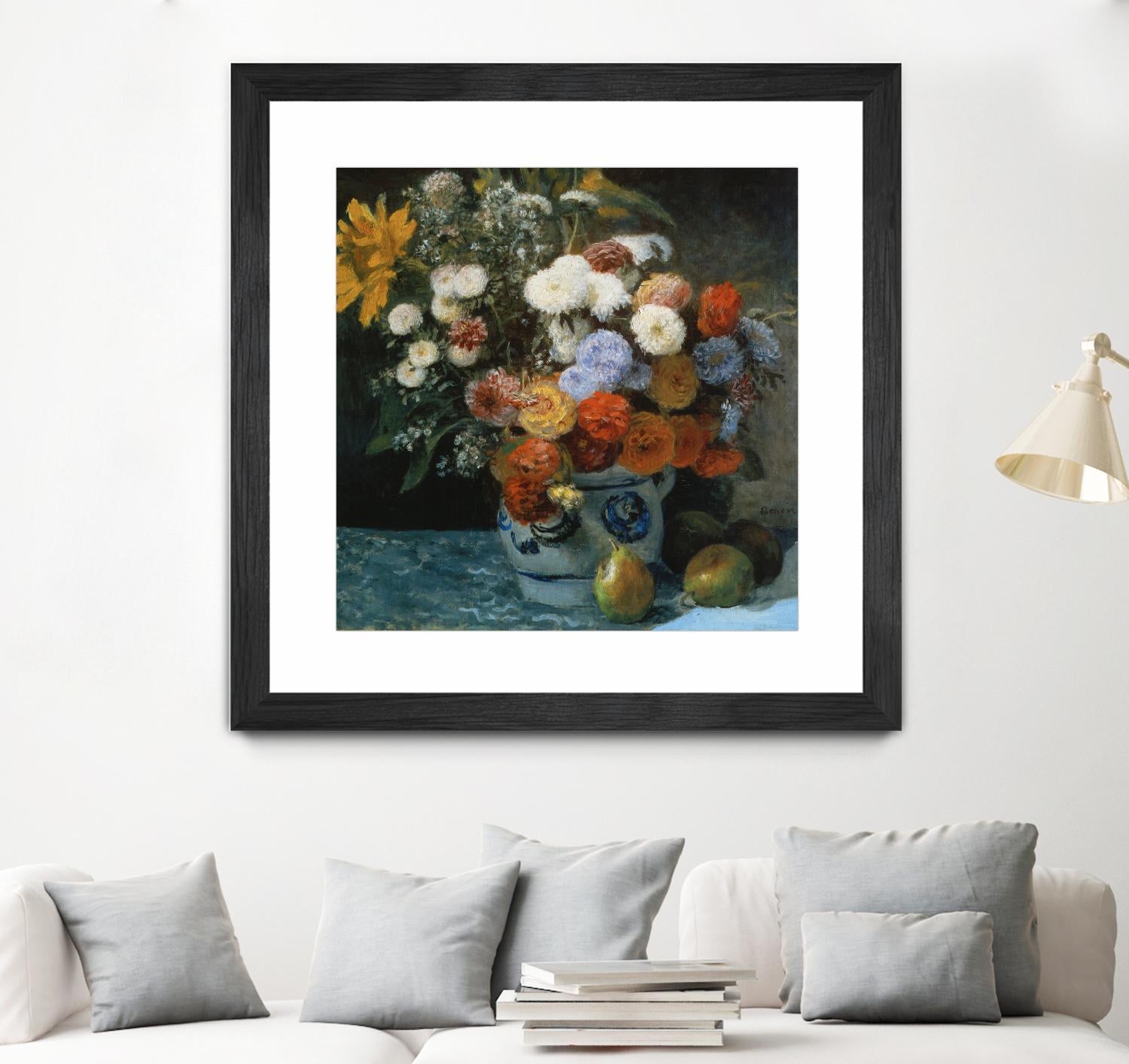 Fleurs dans un pot en faïance by Auguste Renoir on GIANT ART - red flowers